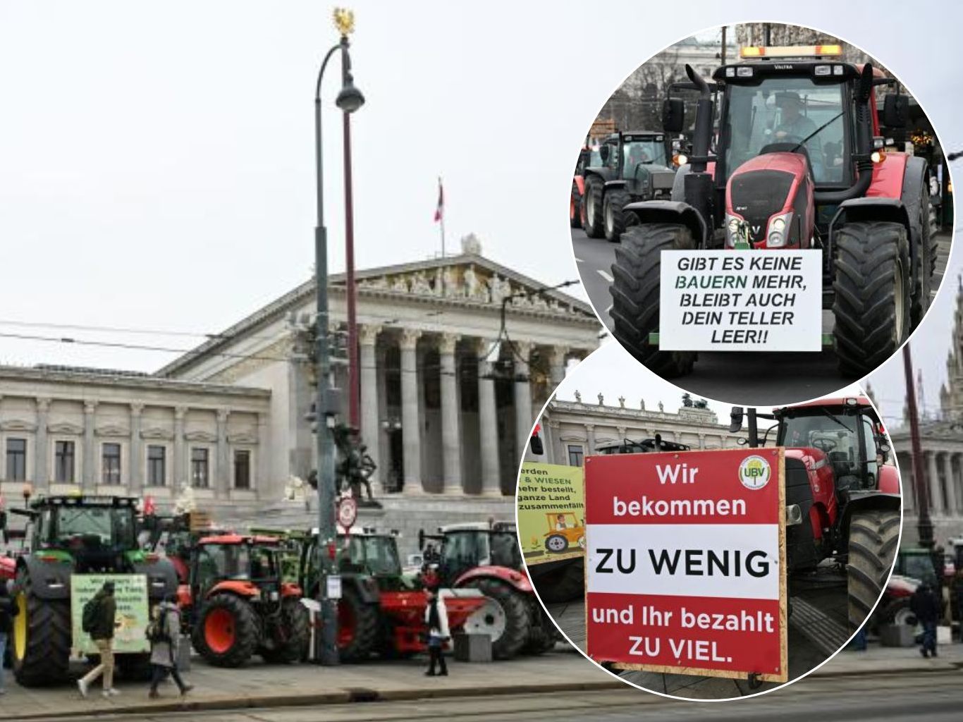 Die Landwirte brachten mit Schildern ihre Wut zum Ausdruck.