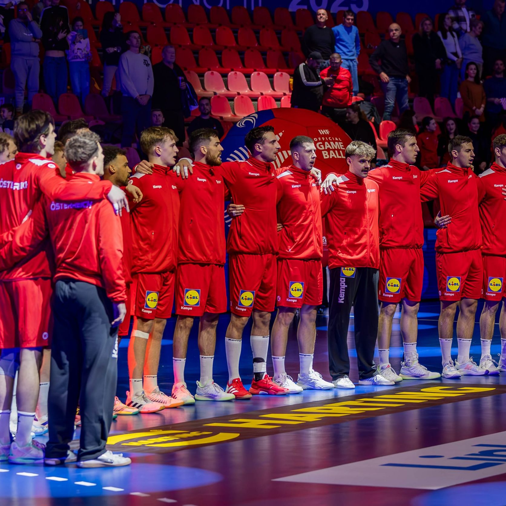 Österreichs Handballer vor dem Spiel gegen Kuwait.