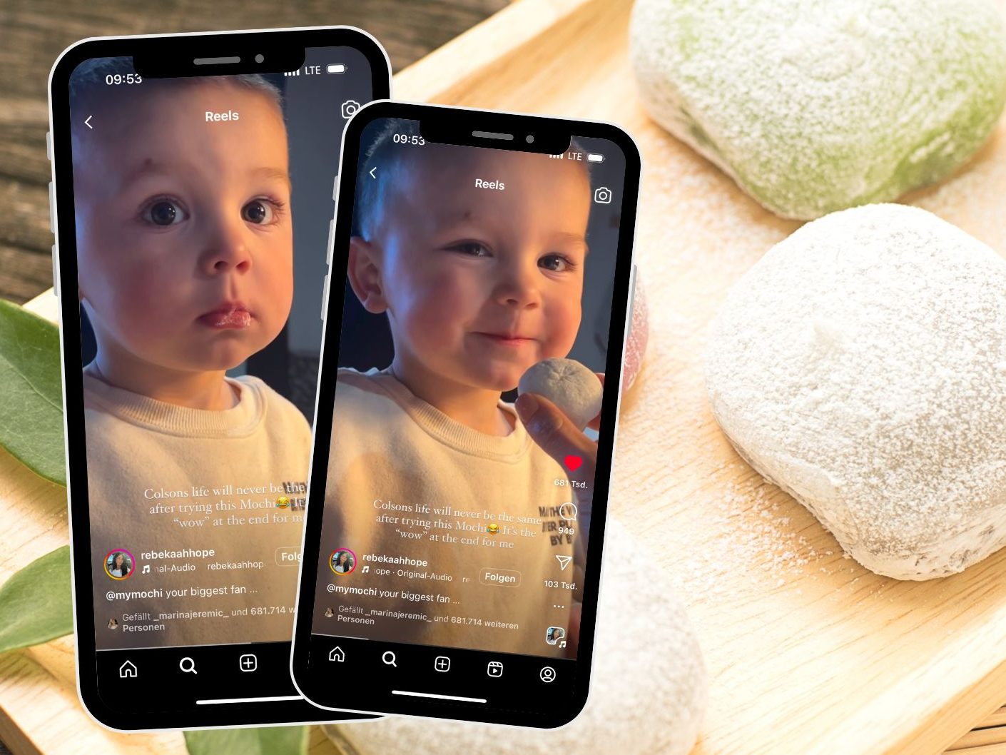 Kleinkind probiert Mochi zum ersten Mal. Kleinkind probiert Mochi zum ersten Mal.