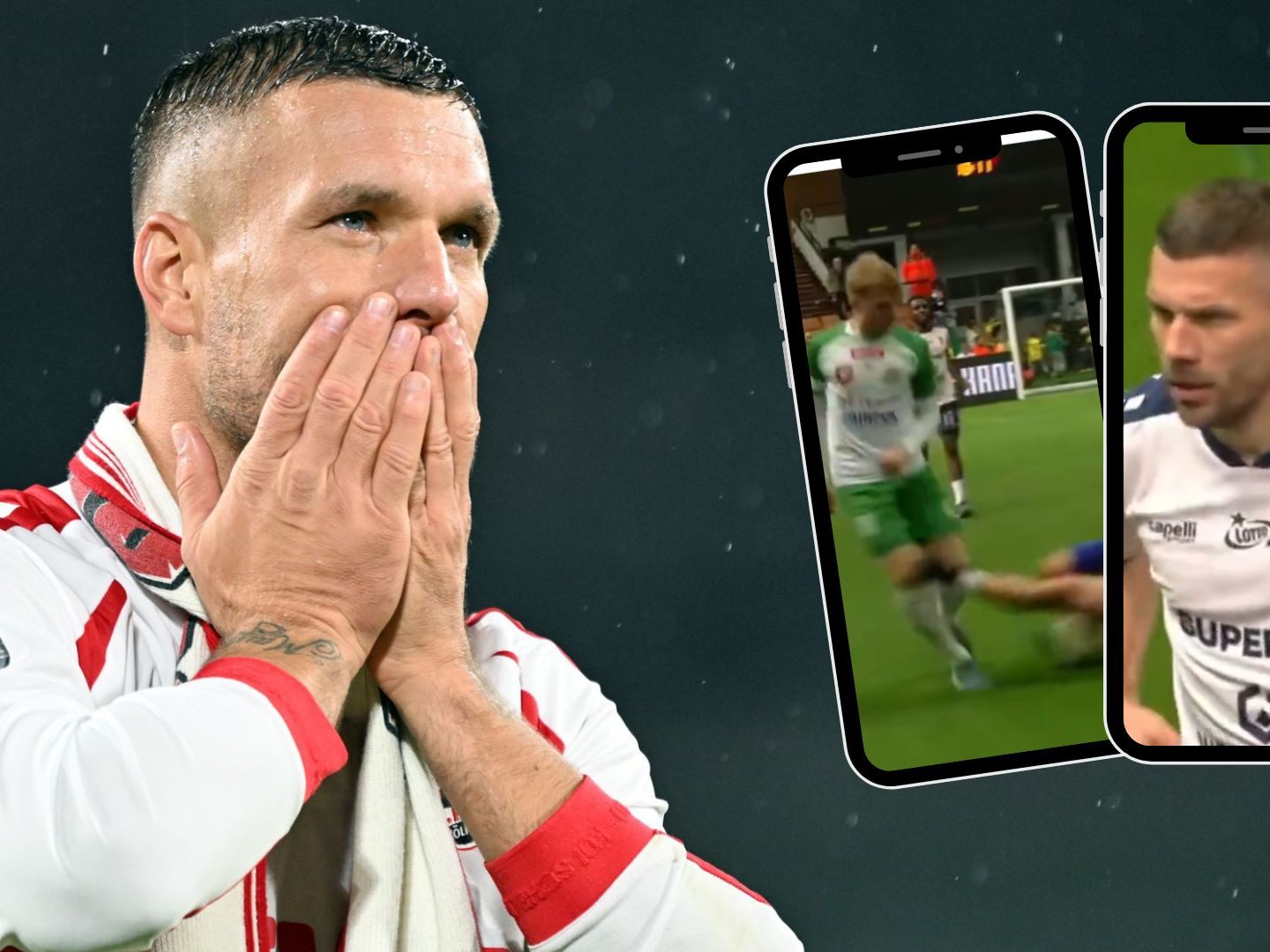 Lukas Podolski sorgte mit einem Horrorfoul bei einem Hallenturnier für Aufsehen. Lukas Podolski sorgte mit einem Horrorfoul bei einem Hallenturnier für Aufsehen.