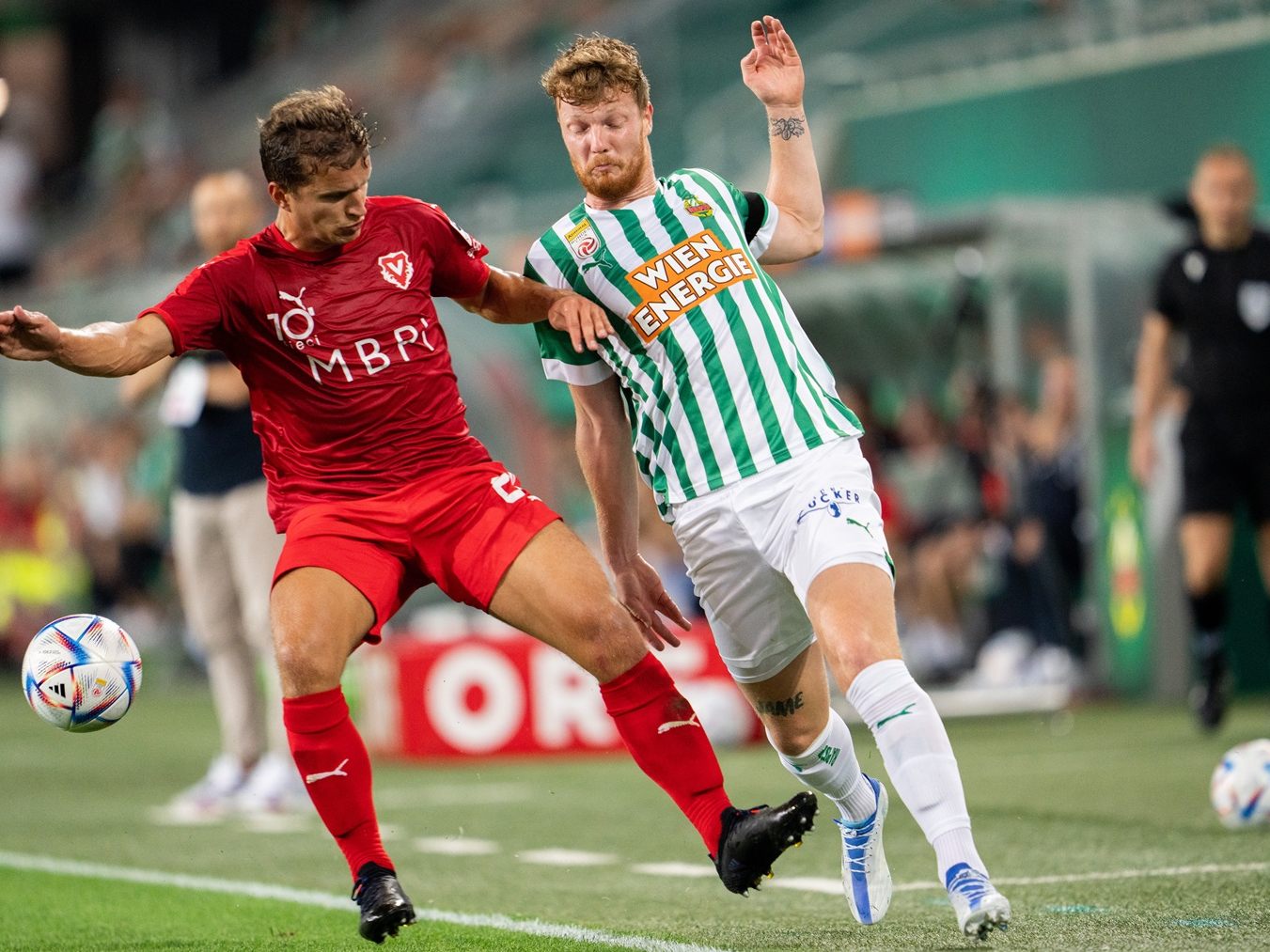 Druijf (rechts) war 2022 zu Rapid gestoßen. Druijf (rechts) war 2022 zu Rapid gestoßen.
