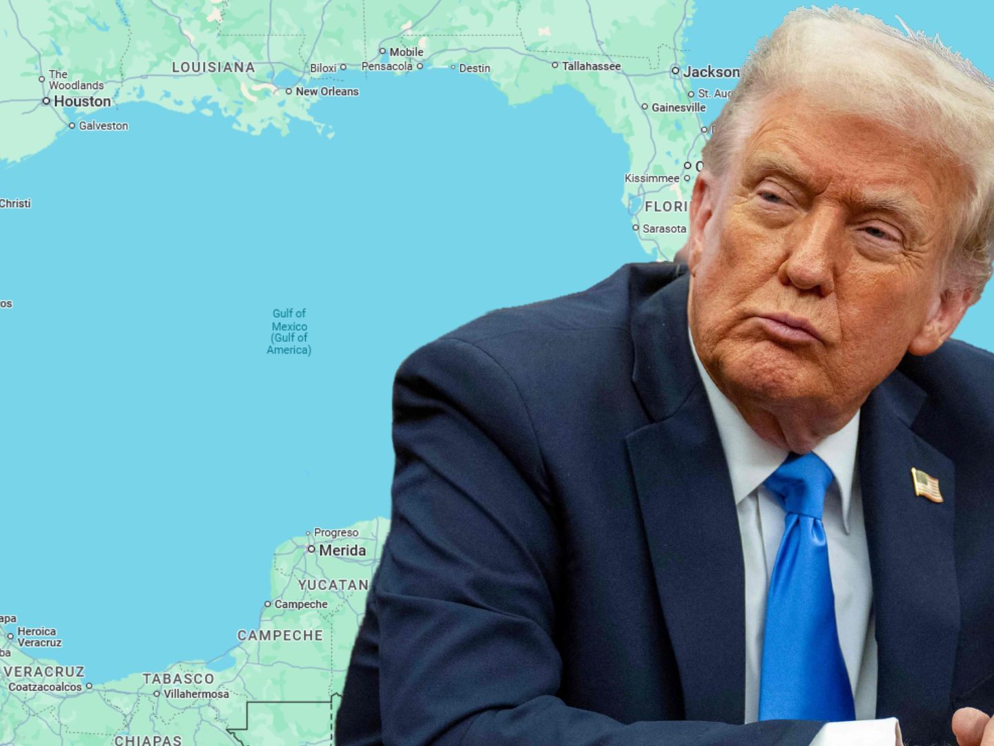 Google zeigt den Namen "Golf von Amerika" in seinen Karten an. Google zeigt den Namen "Golf von Amerika" in seinen Karten an.