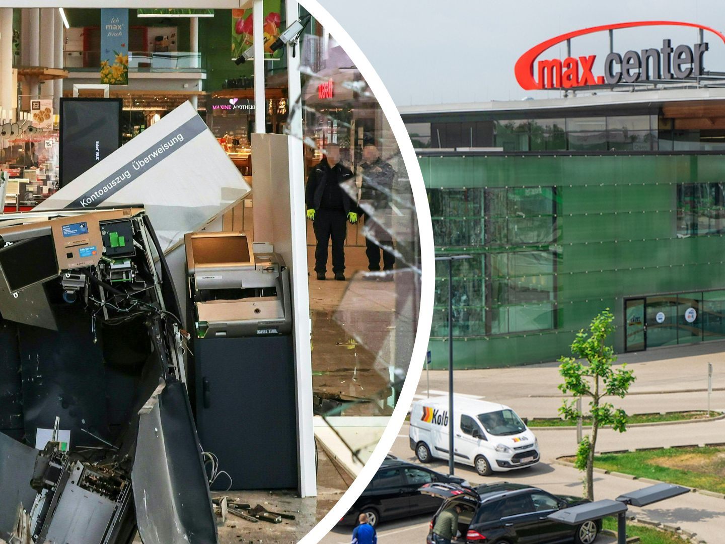 Unbekannte Täter haben zwei Bankomaten im Max-Center gesprengt. Unbekannte Täter haben zwei Bankomaten im Max-Center gesprengt.