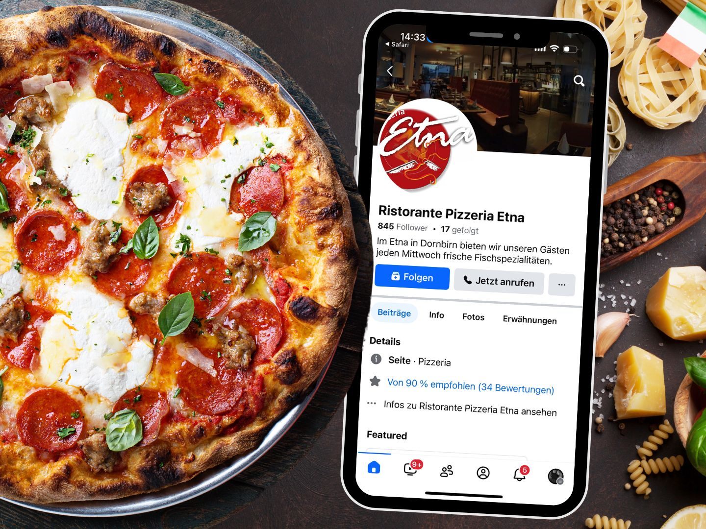 Pizza, Pasta & frischer Fisch – authentische italienische Küche.