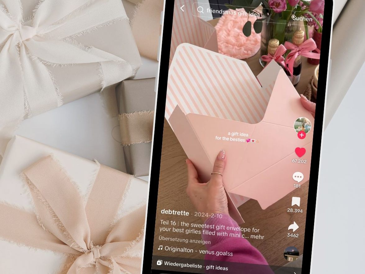 TikTok-Video zeigt einfache Geschenkidee. TikTok-Video zeigt einfache Geschenkidee.