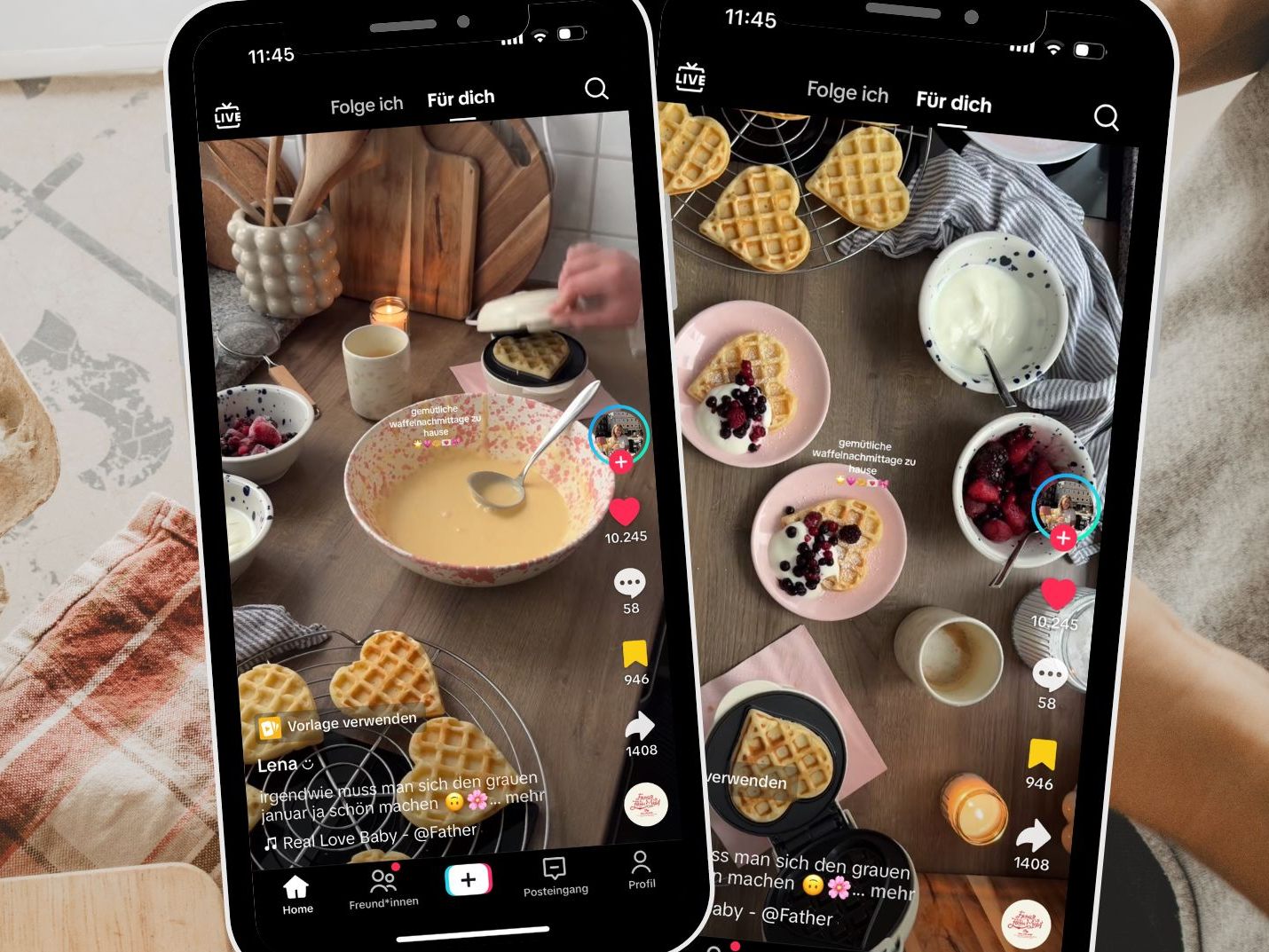 TikTok Video zeigt gemütlichen Waffelnachmittag. TikTok Video zeigt gemütlichen Waffelnachmittag.
