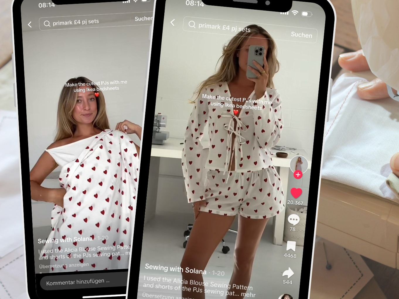TikTok-Userin zaubert aus Bettwäsche ein Pyjama-Set. TikTok-Userin zaubert aus Bettwäsche ein Pyjama-Set.