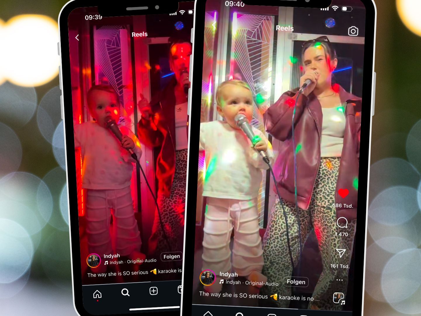 Baby singt beim Karaoke mit.