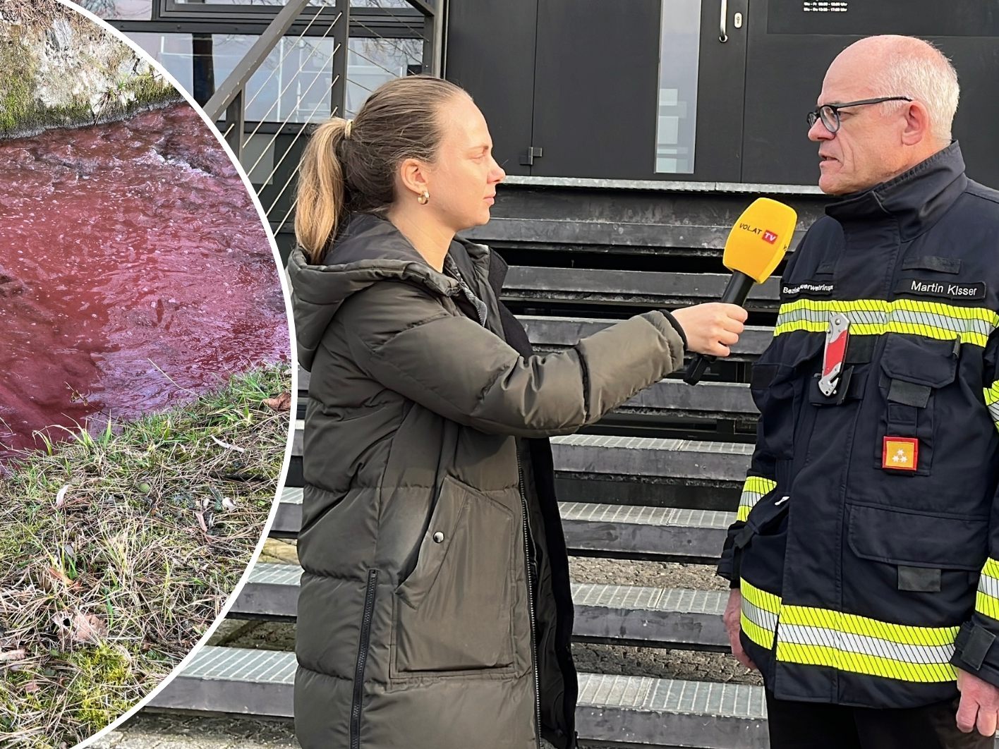 VOL.AT-Reporterin Laura Schwärzler im Gespräch mit Bezirksfeuerwehrinspektor Martin Kisser.