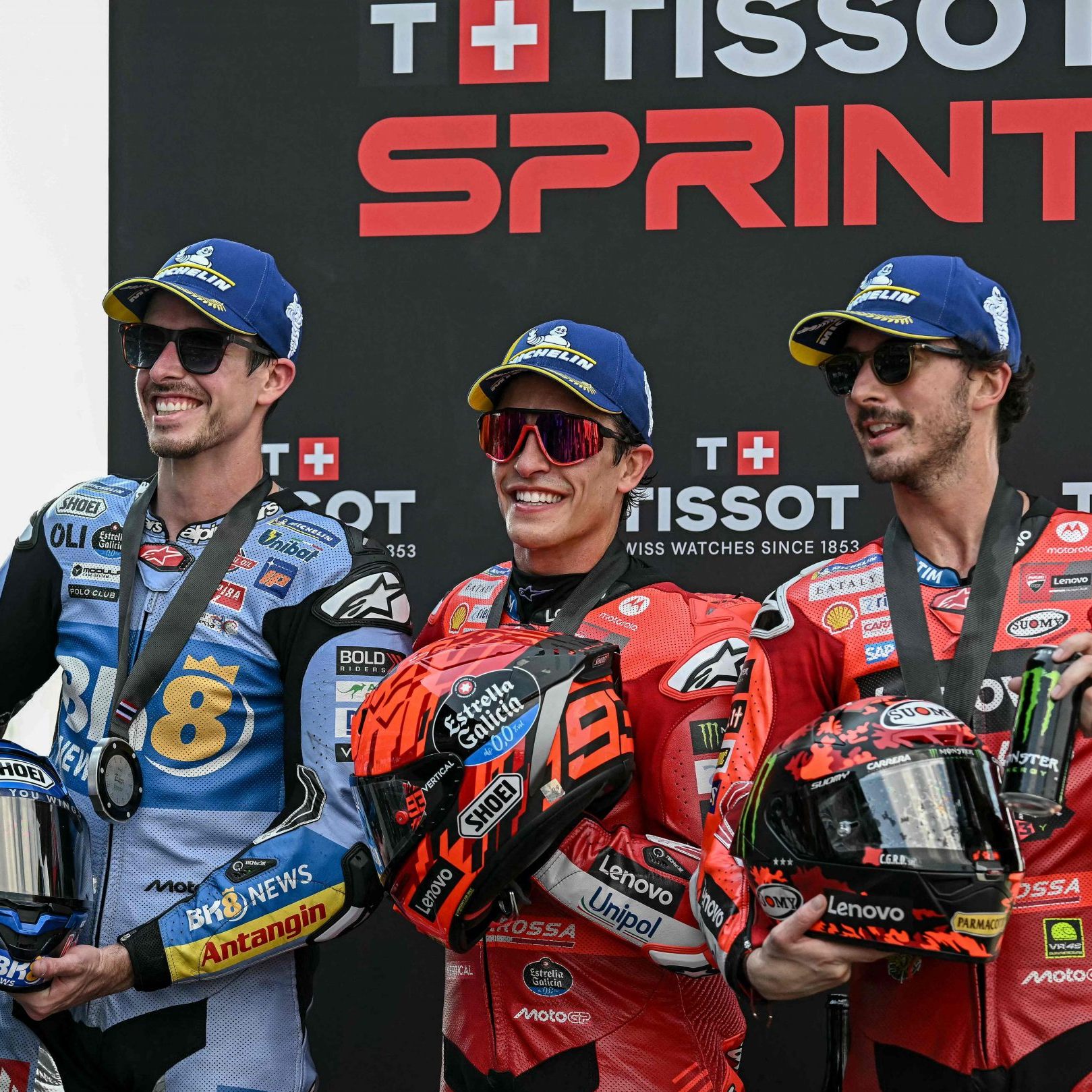 Marc Marquez holte sich den Sieg im Sprint vor seinem Bruder Alex und Pecco Bagnaia