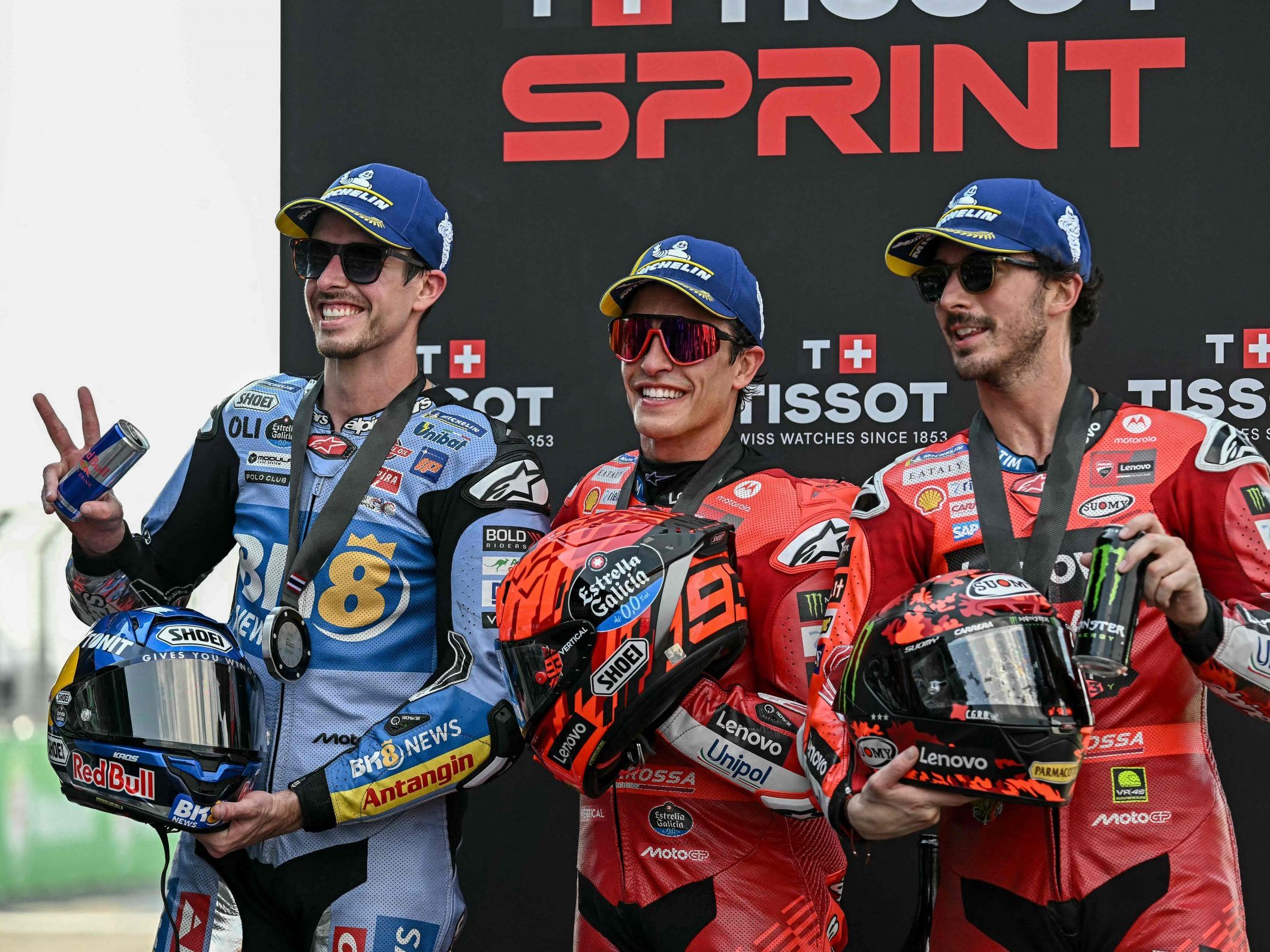 Marc Marquez holte sich den Sieg im Sprint vor seinem Bruder Alex und Pecco Bagnaia Marc Marquez holte sich den Sieg im Sprint vor seinem Bruder Alex und Pecco Bagnaia