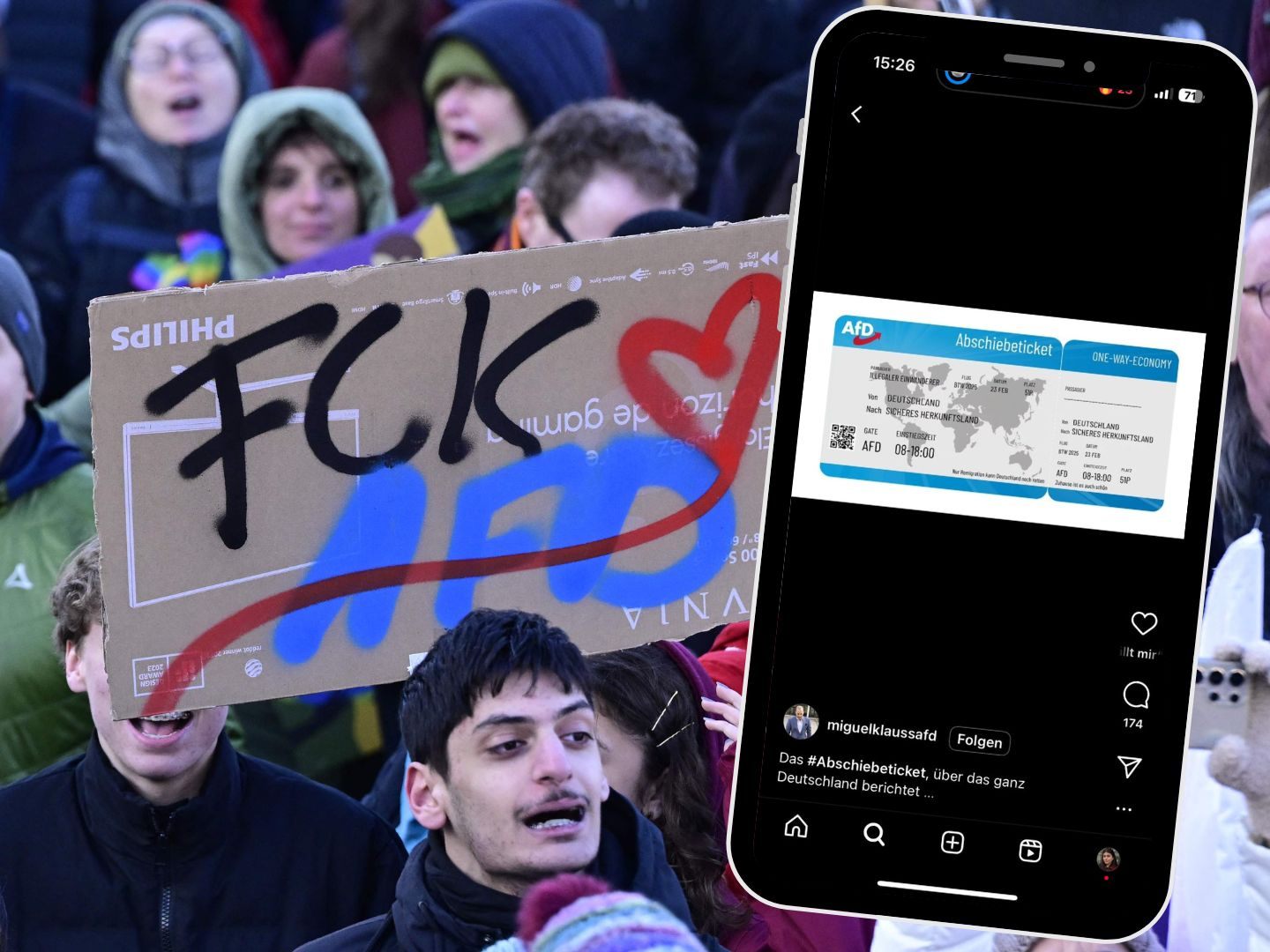AfD sorgte mit „Abschiebeticket“-Flyer in Karlsruhe für Proteste. Die Staatsanwaltschaft sieht jedoch keinen strafrechtlichen Verstoß. AfD sorgte mit „Abschiebeticket“-Flyer in Karlsruhe für Proteste. Die Staatsanwaltschaft sieht jedoch keinen strafrechtlichen Verstoß.