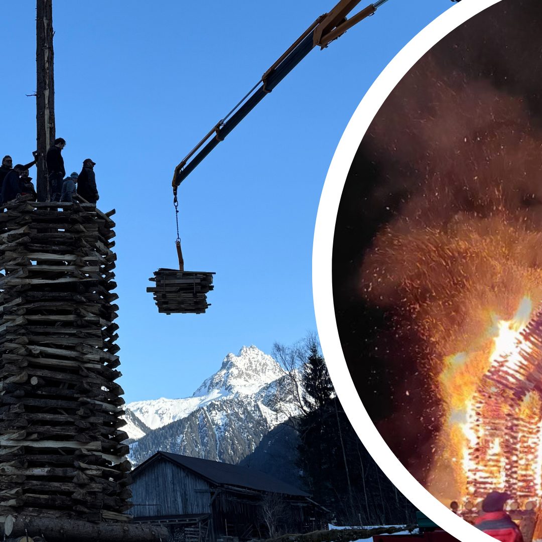 Für den Bau nutzt die Funkenzunft eine Drahtseil-Konstruktion