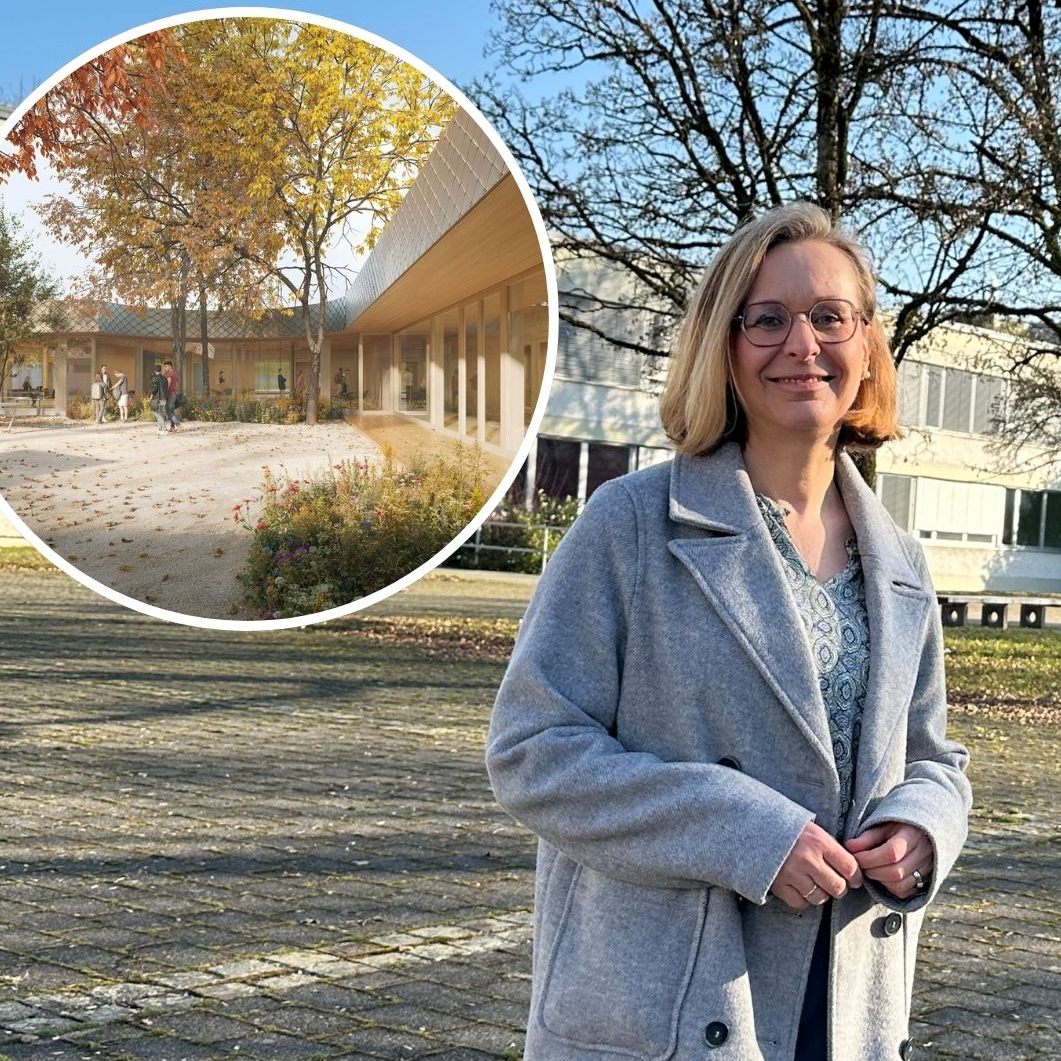 Direktorin Martina Reutin im Innenhof der HAK/HAS Bregenz. Hier wird die Erweiterung entstehen.