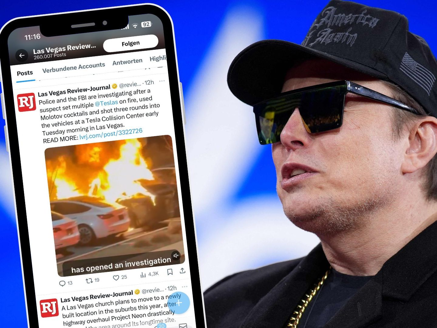 Brandanschlag auf Tesla-Werkstatt in Las Vegas: Ermittler prüfen Terrorverdacht Brandanschlag auf Tesla-Werkstatt in Las Vegas: Ermittler prüfen Terrorverdacht