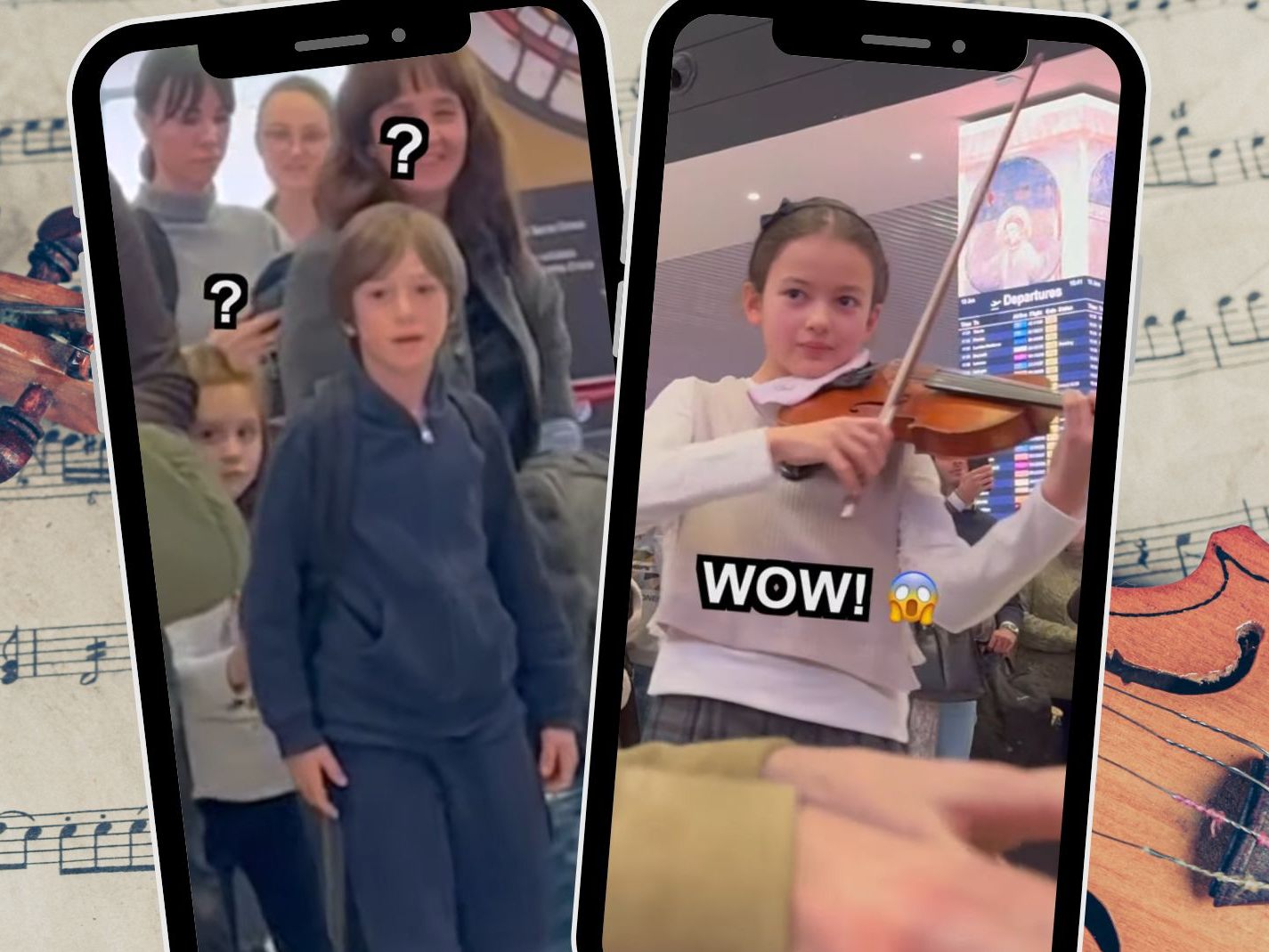 Die 11- und 8-jährigen "Prodigy Sisters" packen ihre Geigen aus und geben mit dem Klavierspieler Cohen ein gratis Gänsehaut-Konzert.