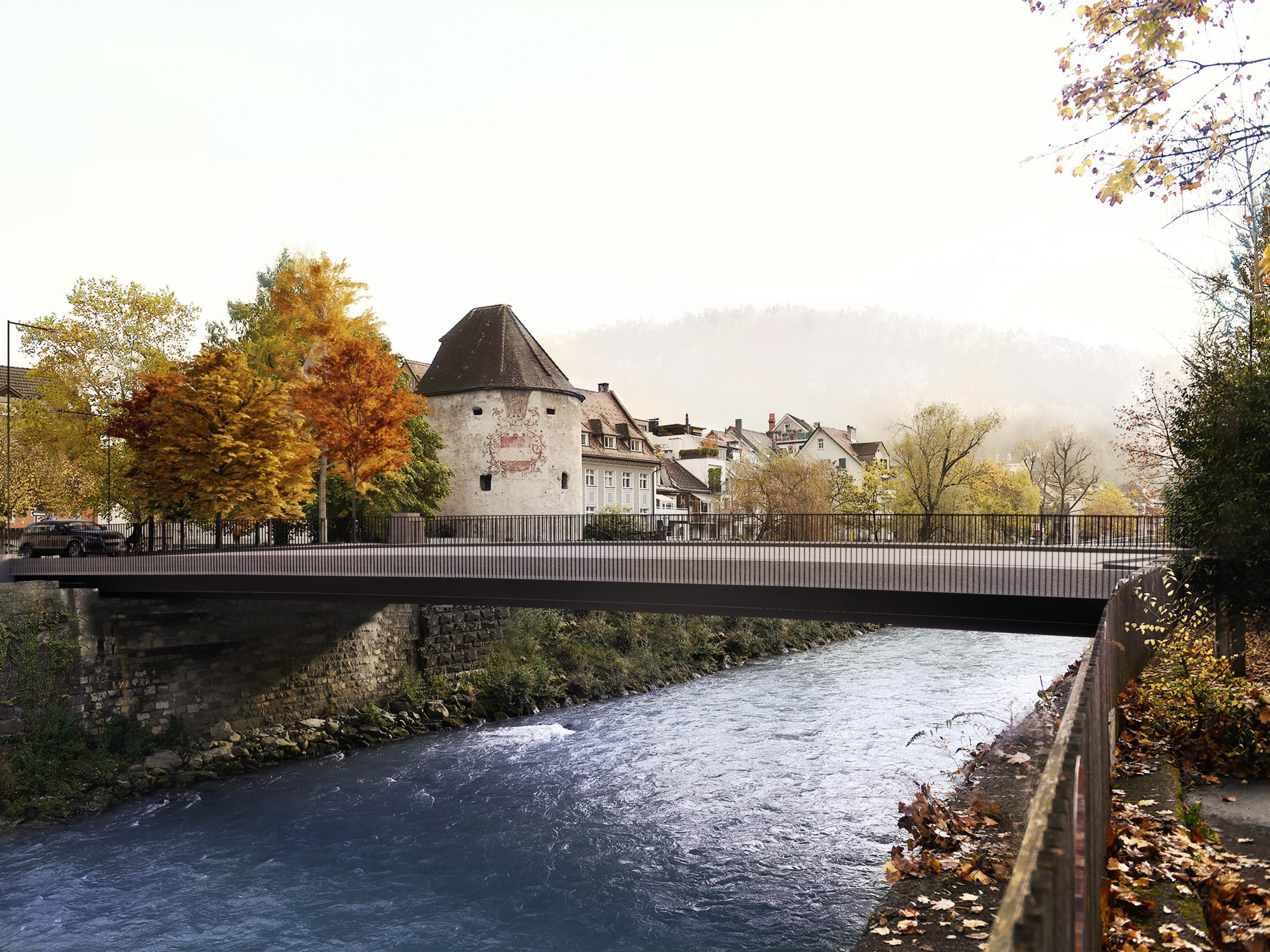 Rendering Montfortbrücke neu. Rendering Montfortbrücke neu.