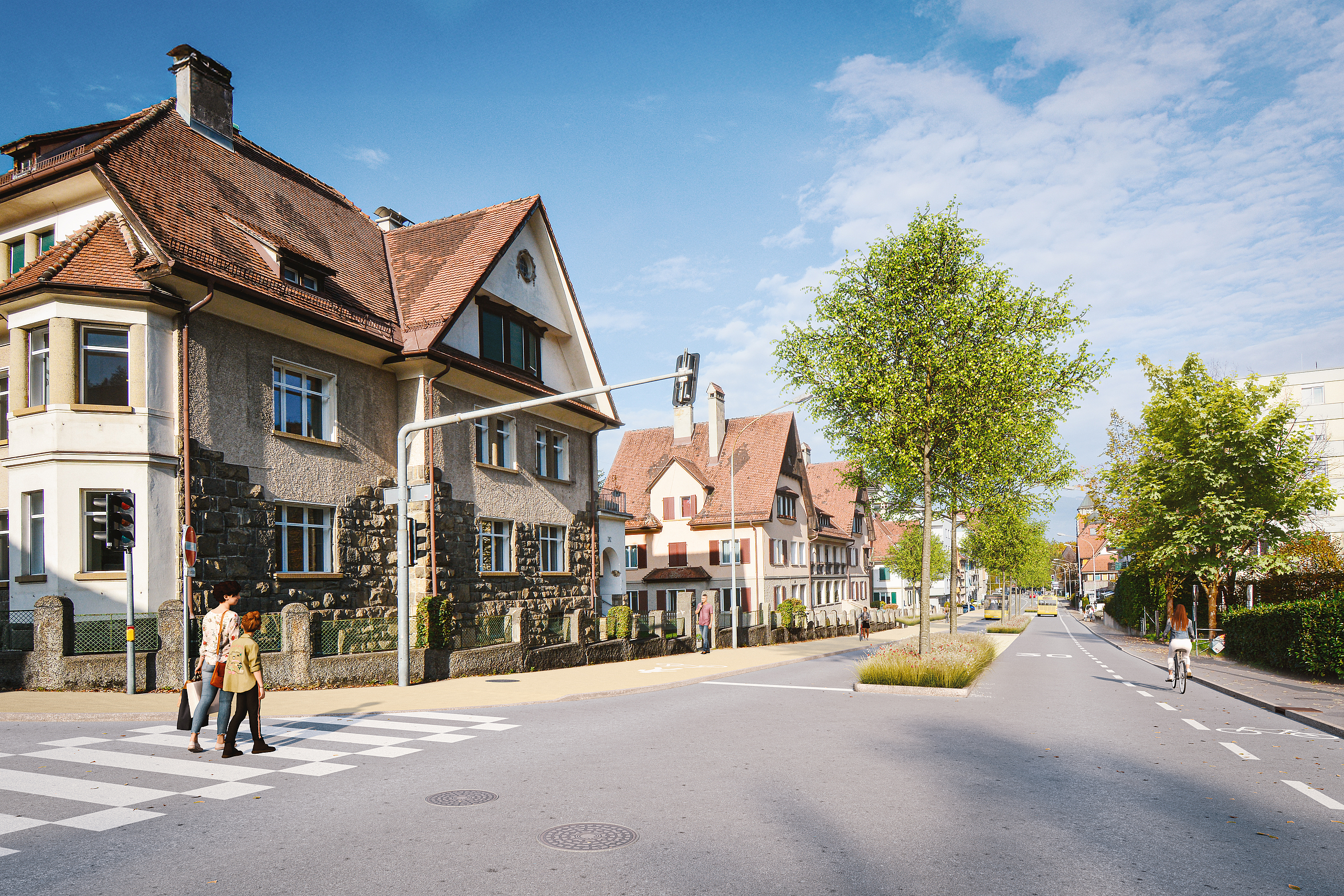 Die Renderings zeigen, wie die Begrünung der künftigen Gemeindestraße L191a aussehen könnte. Die Renderings zeigen, wie die Begrünung der künftigen Gemeindestraße L191a aussehen könnte.