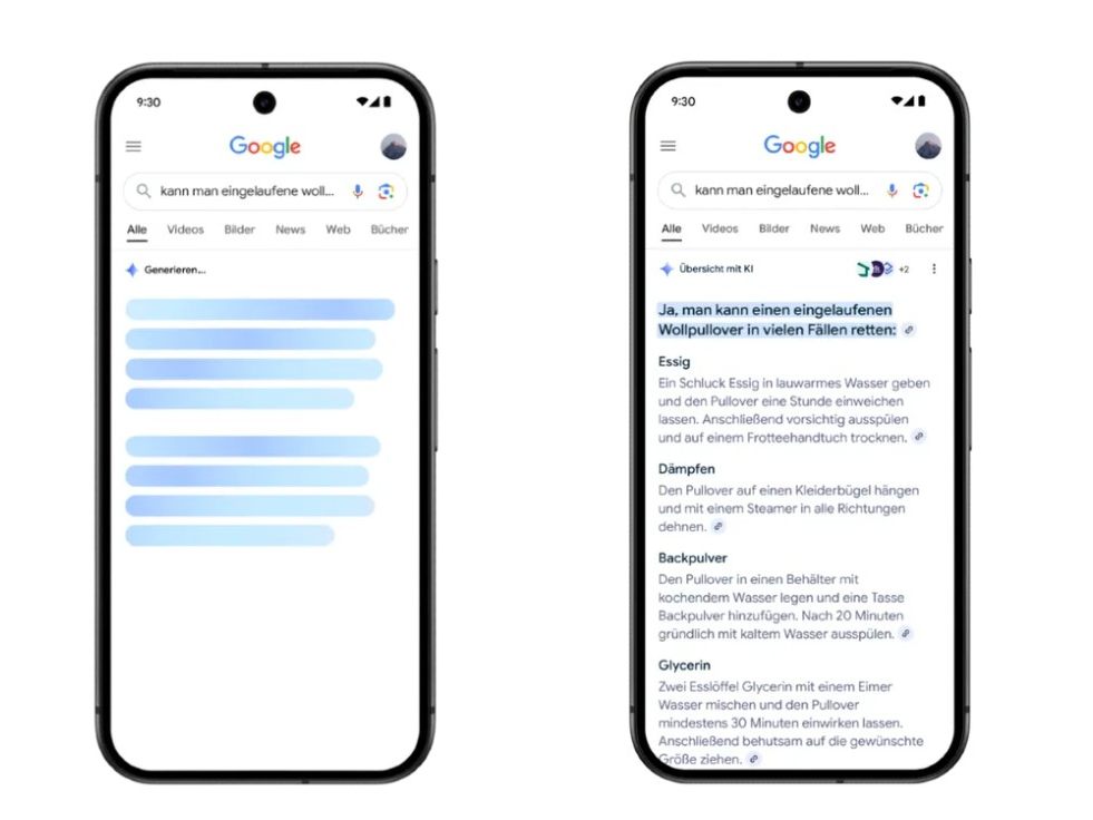 Google startet mit Mittwoch eine neue "KI Übersicht" bei Suchanfragen.