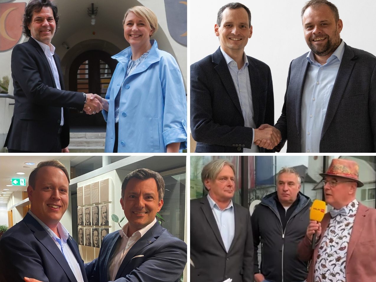 Sechs der sieben Stichwahl-Paare die in 14 Tagen noch einmal gegeneinander antreten werden. Sechs der sieben Stichwahl-Paare die in 14 Tagen noch einmal gegeneinander antreten werden.