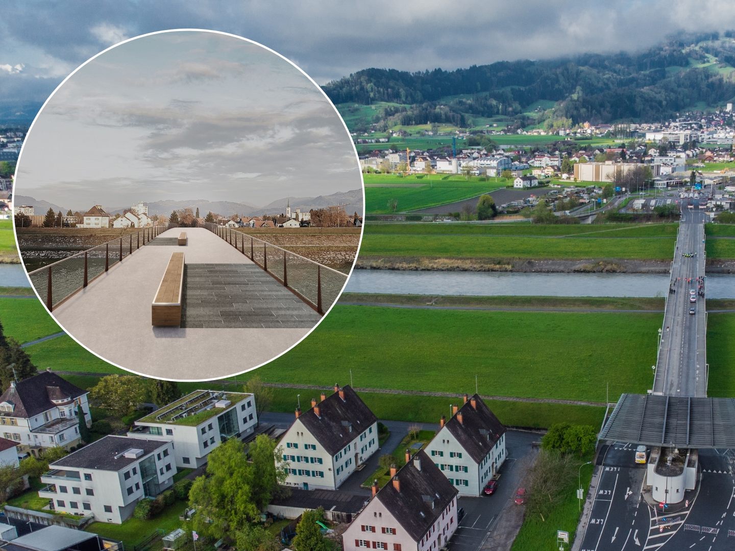 Der Bau der unweit des Grenzübergangs zwischen Lustenau (Vorarlberg) und Au (St. Gallen) geplante Radbrücke verzögert sich.