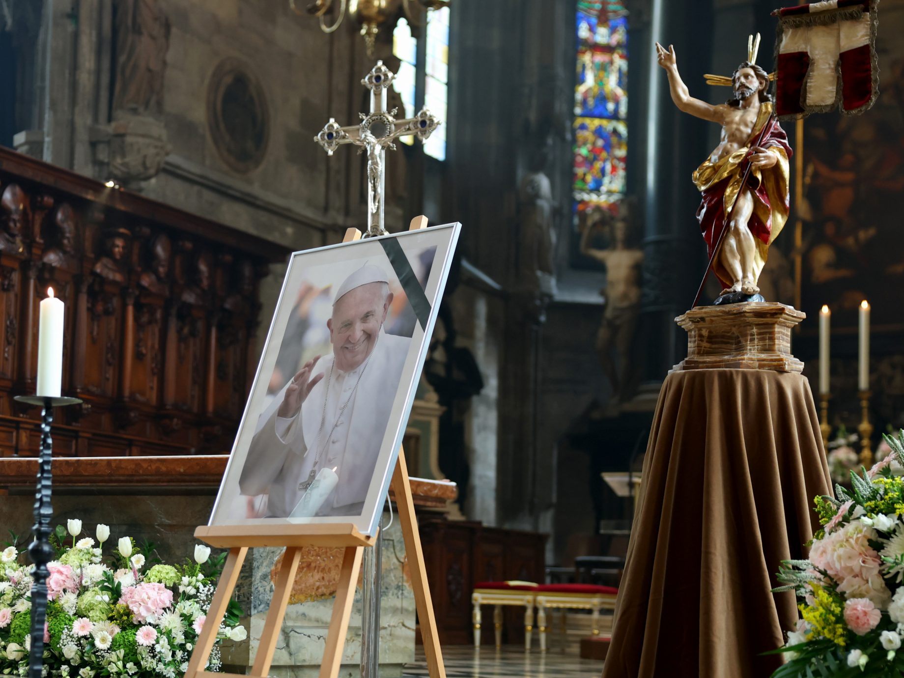 Ein Bild von Papst Franziskus im Wiener Stephansdom. Ein Bild von Papst Franziskus im Wiener Stephansdom.
