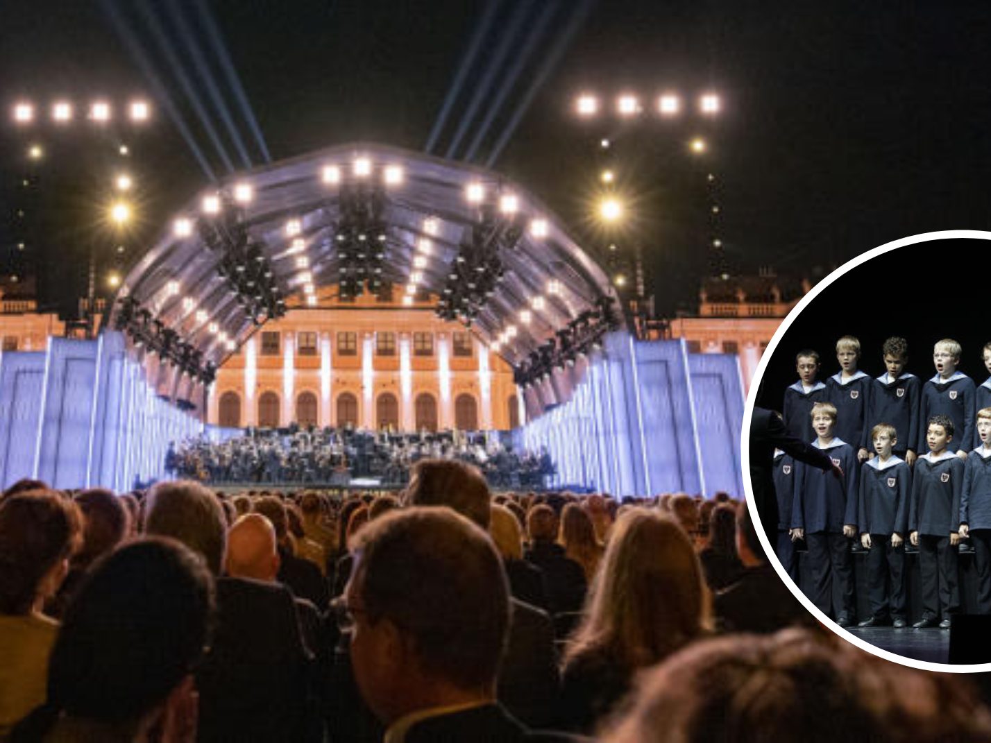 Das Wiener Sommernachtskonzert findet erstmals mit den Wiener Sängerknaben statt. Das Wiener Sommernachtskonzert findet erstmals mit den Wiener Sängerknaben statt.