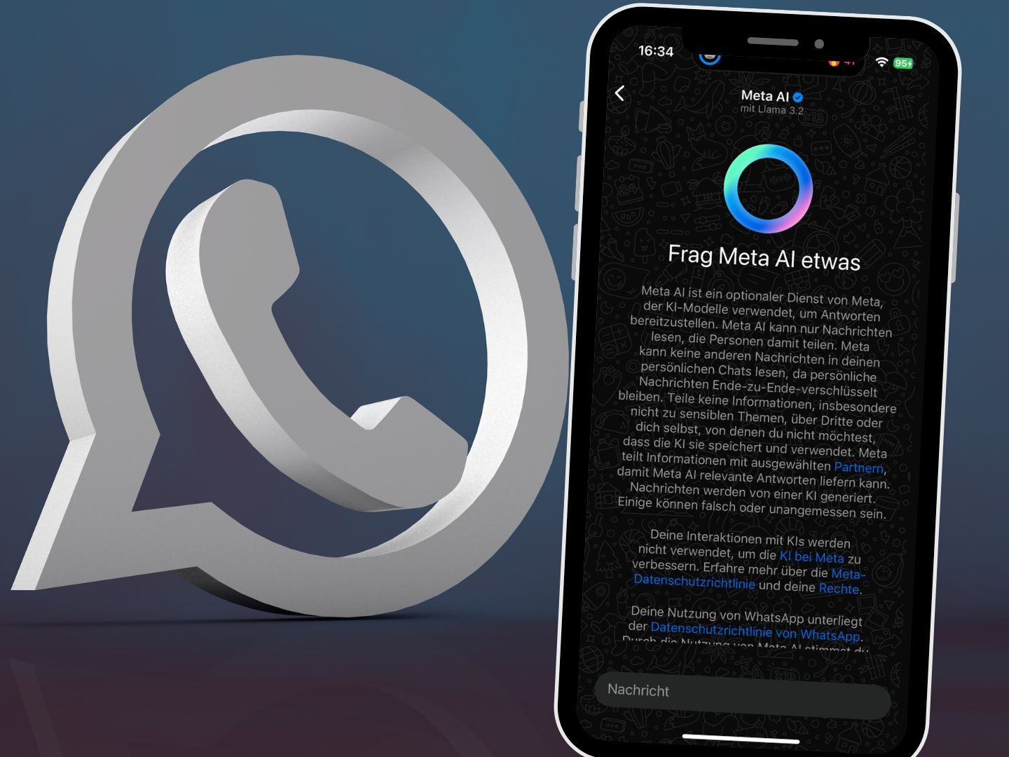 Meta AI ist in WhatsApp integriert und zeigt sich durch einen blauen Ring. Was dahintersteckt, ob Meta mitliest – und wie man das Symbol wieder loswird.