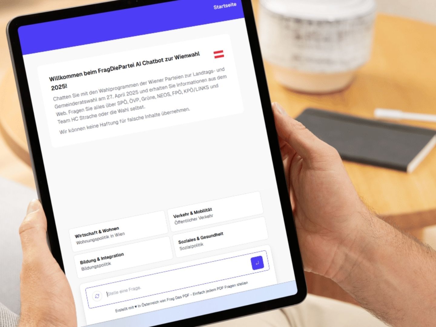 Der Chatbot analysiert die jeweilige Frage zur Wien-Wahl. Der Chatbot analysiert die jeweilige Frage zur Wien-Wahl.
