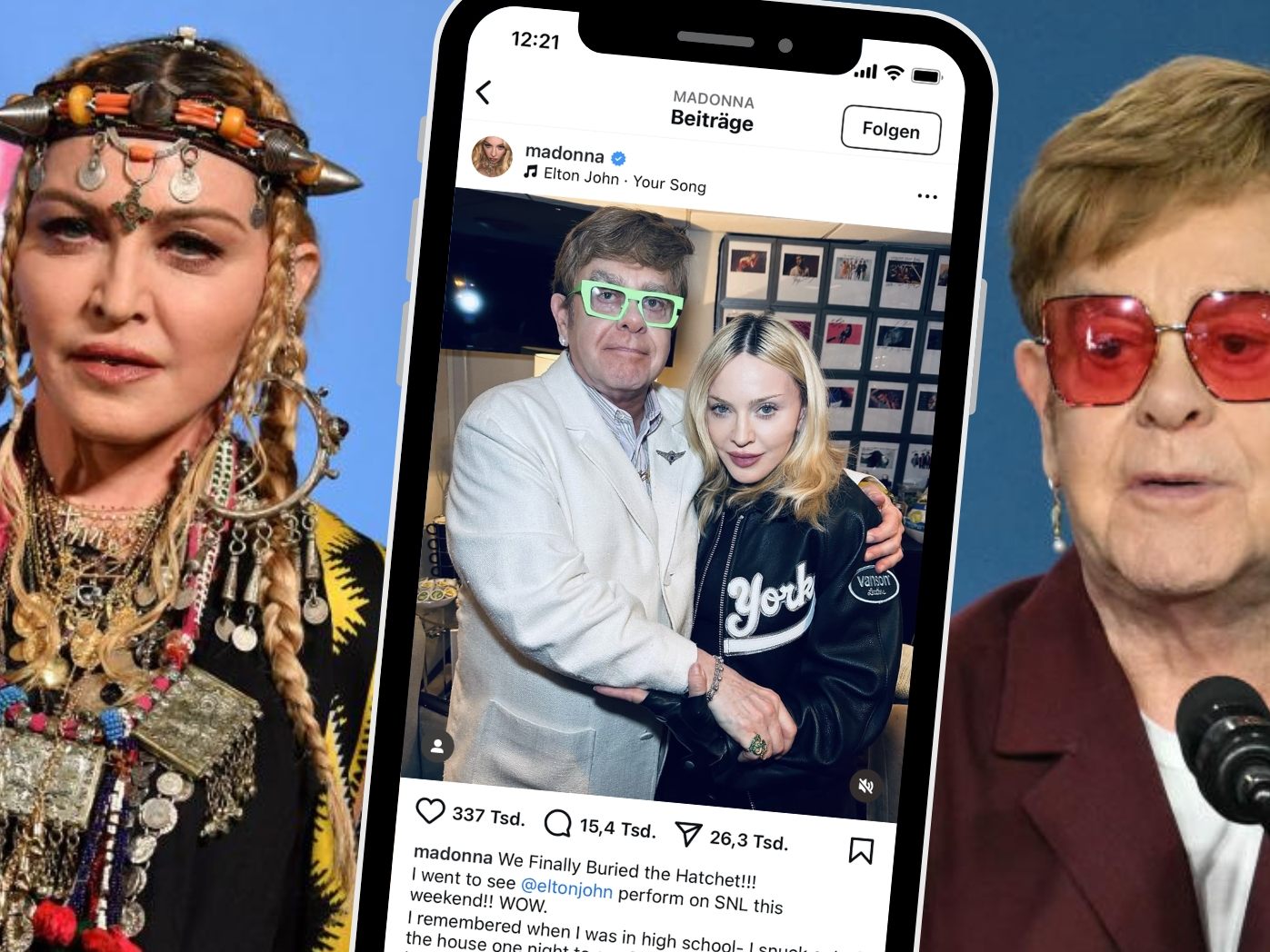 "Wir haben endlich das Kriegsbeil begraben!!!", schrieb Madonna auf Instagram.