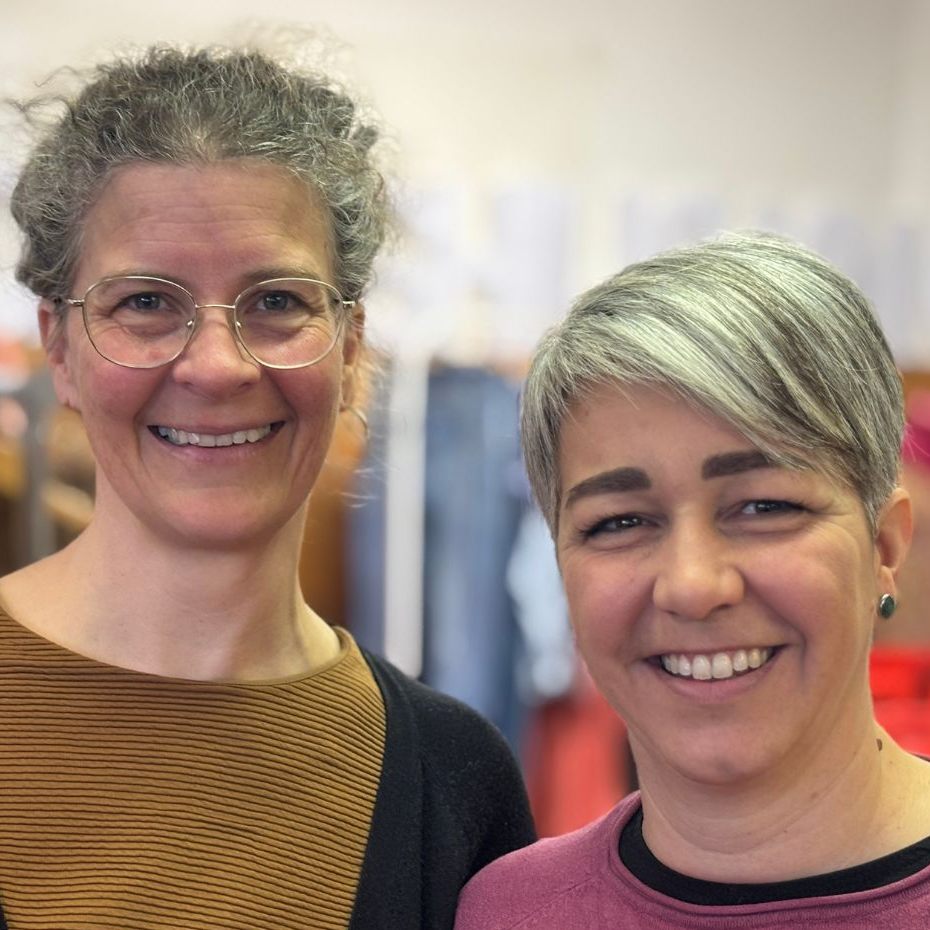 Purin und Elsler von der Macherei freuen sich auf die „Mend In Public Day“-Aktion in Wolfurt.