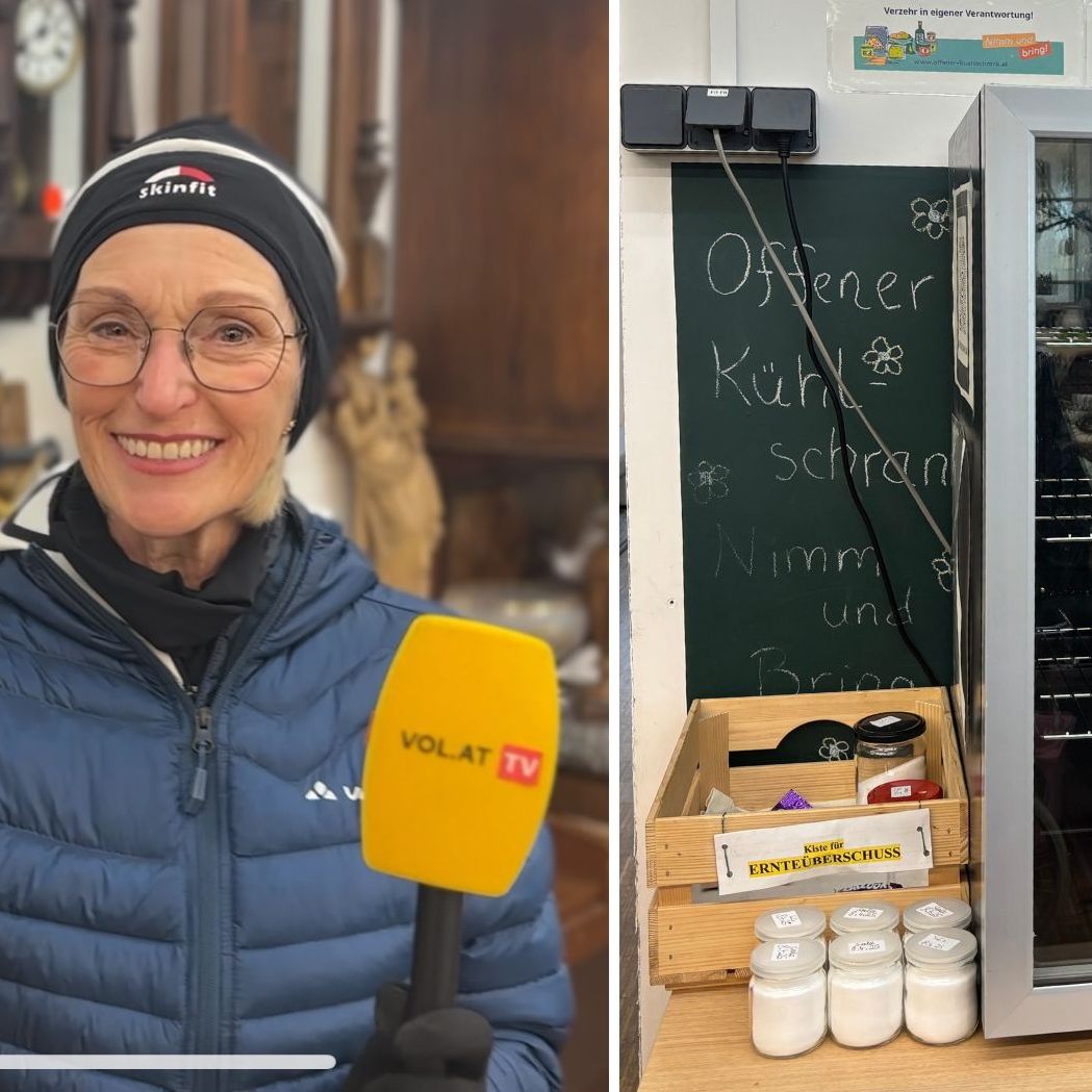 Nutzerin des Offenen Kühlschranks Waldner Eveline ist von dem Projekt begeistert.