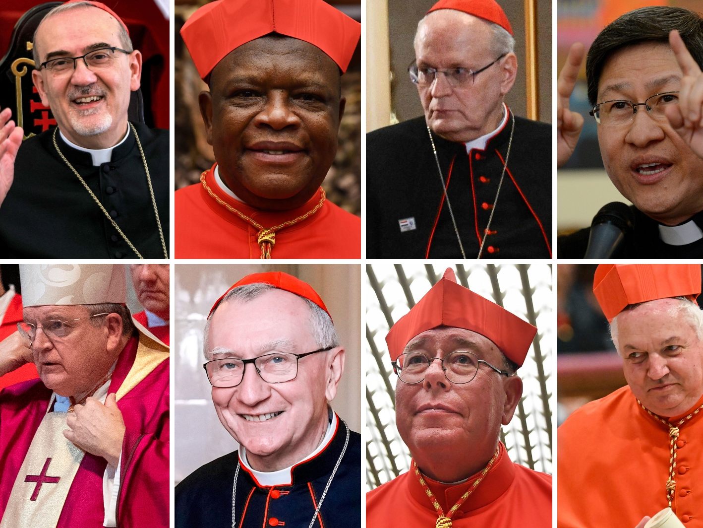 133 Kardinäle wählen Anfang Mai den neuen Nachfolger von Papst Franziskus - Pietro Parolin (unten Mitte) gilt als Favorit. 133 Kardinäle wählen Anfang Mai den neuen Nachfolger von Papst Franziskus - Pietro Parolin (unten Mitte) gilt als Favorit.