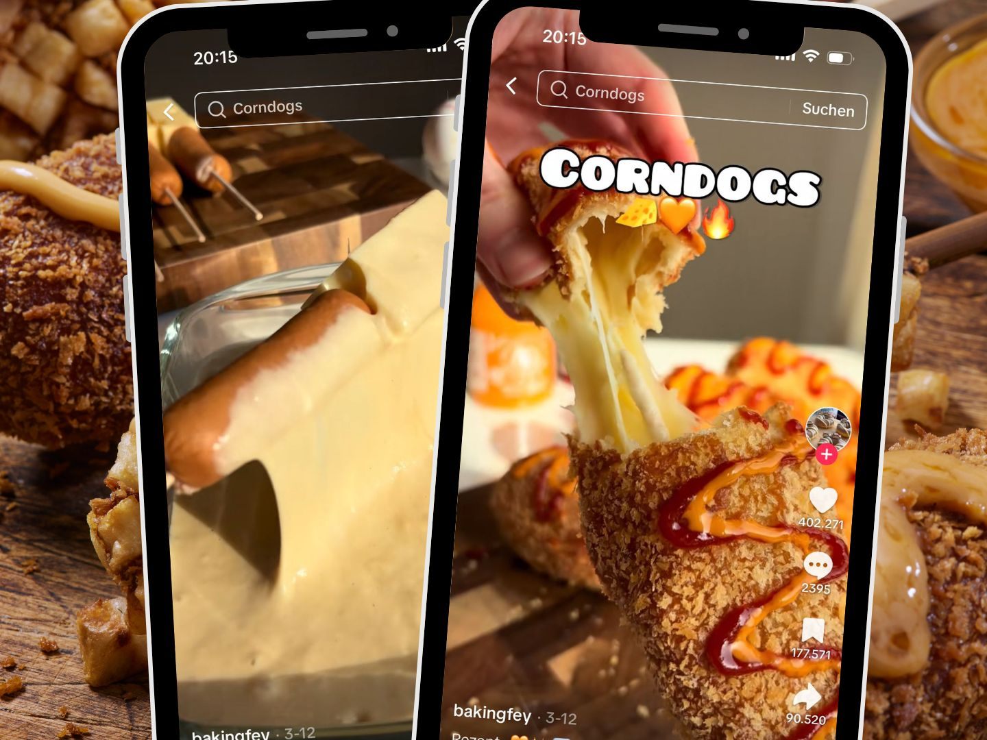 Ein TikTok-Video zeigt, wie knusprige Corn Dogs mit Käse und Würstchen einfach zubereitet werden – ideal als schneller Snack für zwischendurch. Ein TikTok-Video zeigt, wie knusprige Corn Dogs mit Käse und Würstchen einfach zubereitet werden – ideal als schneller Snack für zwischendurch.