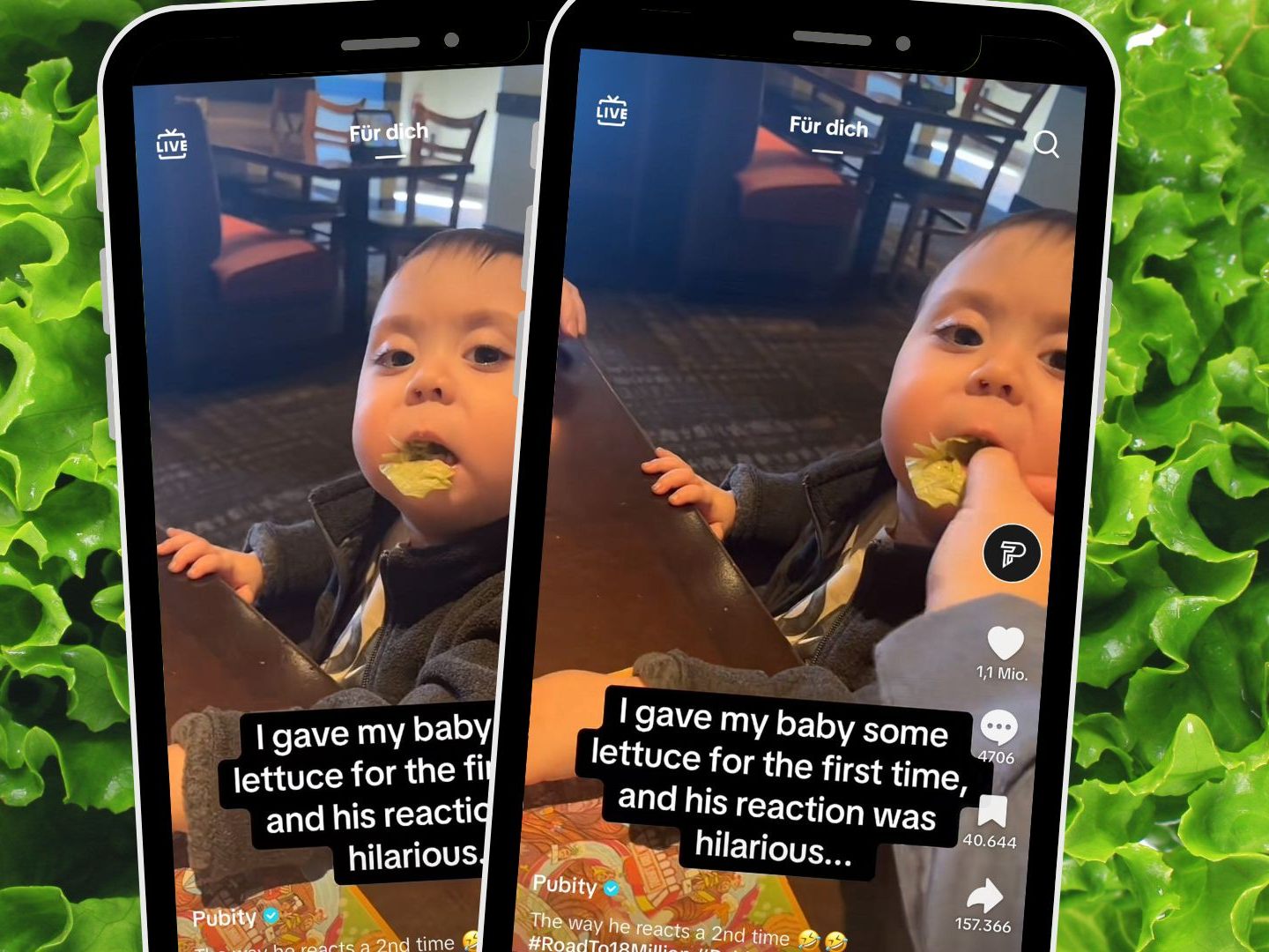 Ein TikTok-Video zeigt die unerwartete Reaktion eines Babys beim ersten Versuch, Salat zu essen, und erfreut sich großer Beliebtheit.