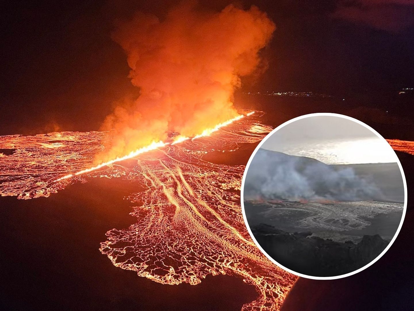 Bereits im November vergangenen Jahres sprudelte Lava aus dem Riss in der Nähe des isländischen Fischerdorfes Grindavík.