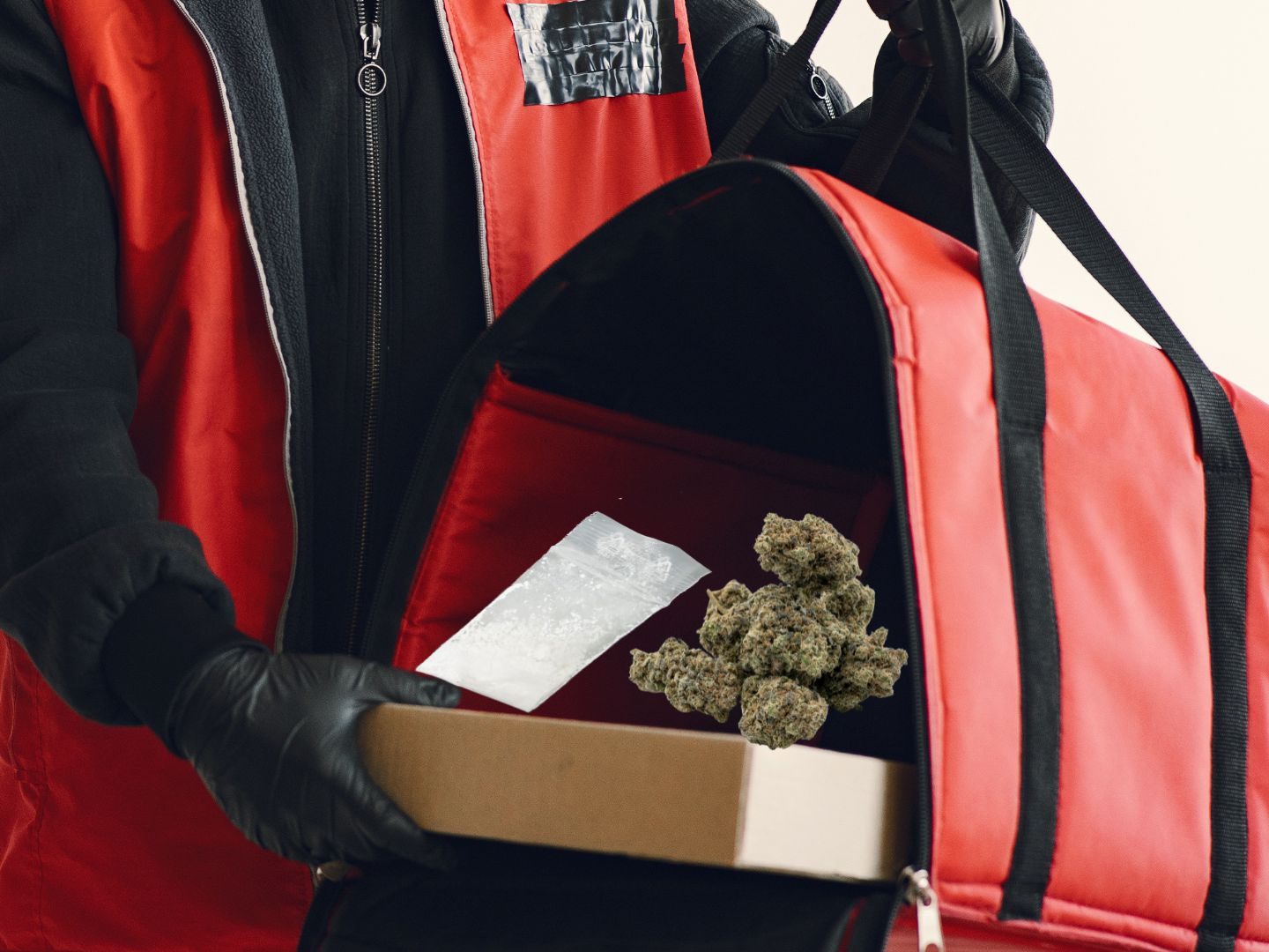 In einer Essenszustellertasche wurde Cannabis und Heroin gefunden.