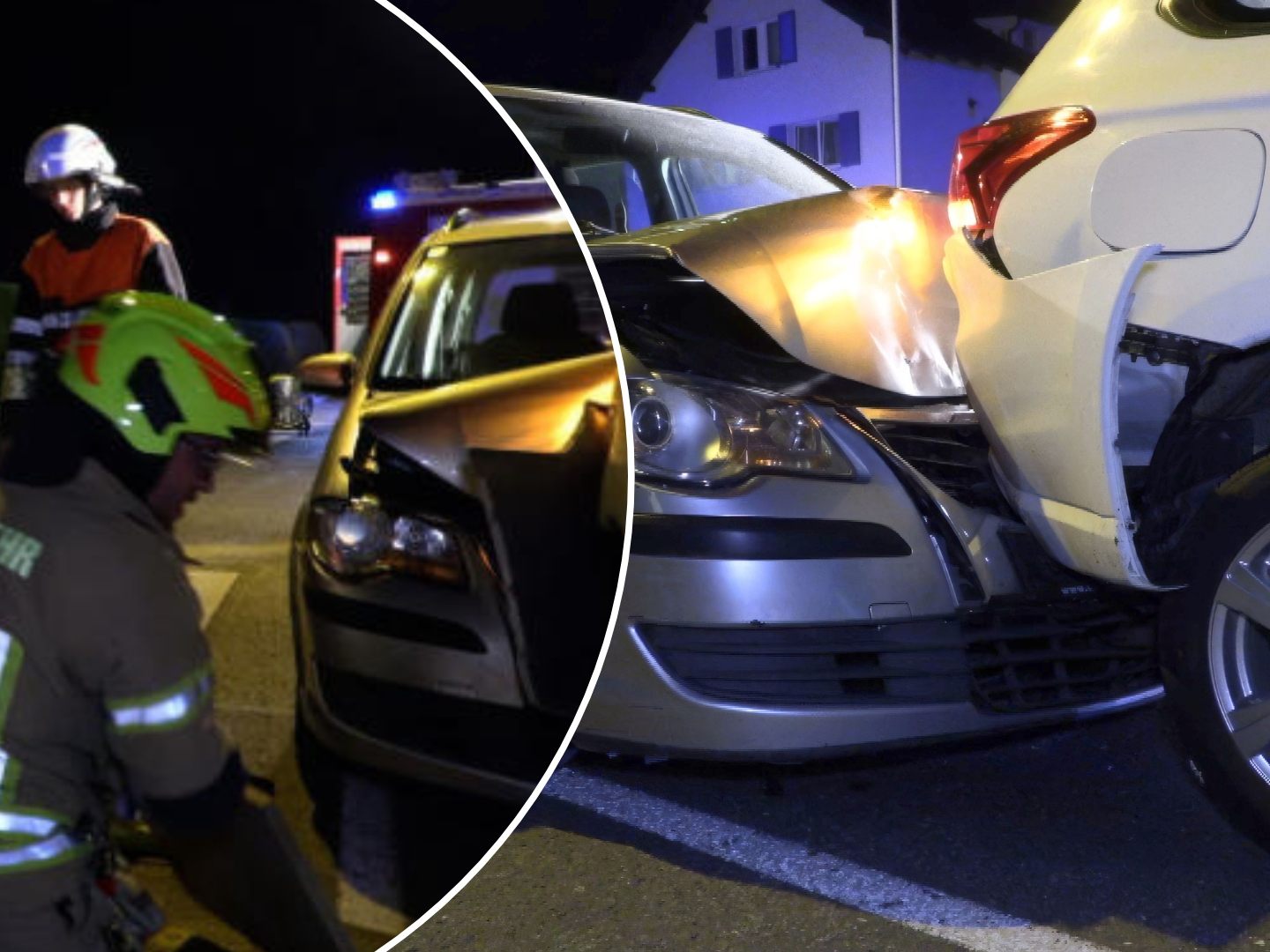 Die beiden Fahrzeuge verkeilten sich bei dem Unfall. Die beiden Fahrzeuge verkeilten sich bei dem Unfall.