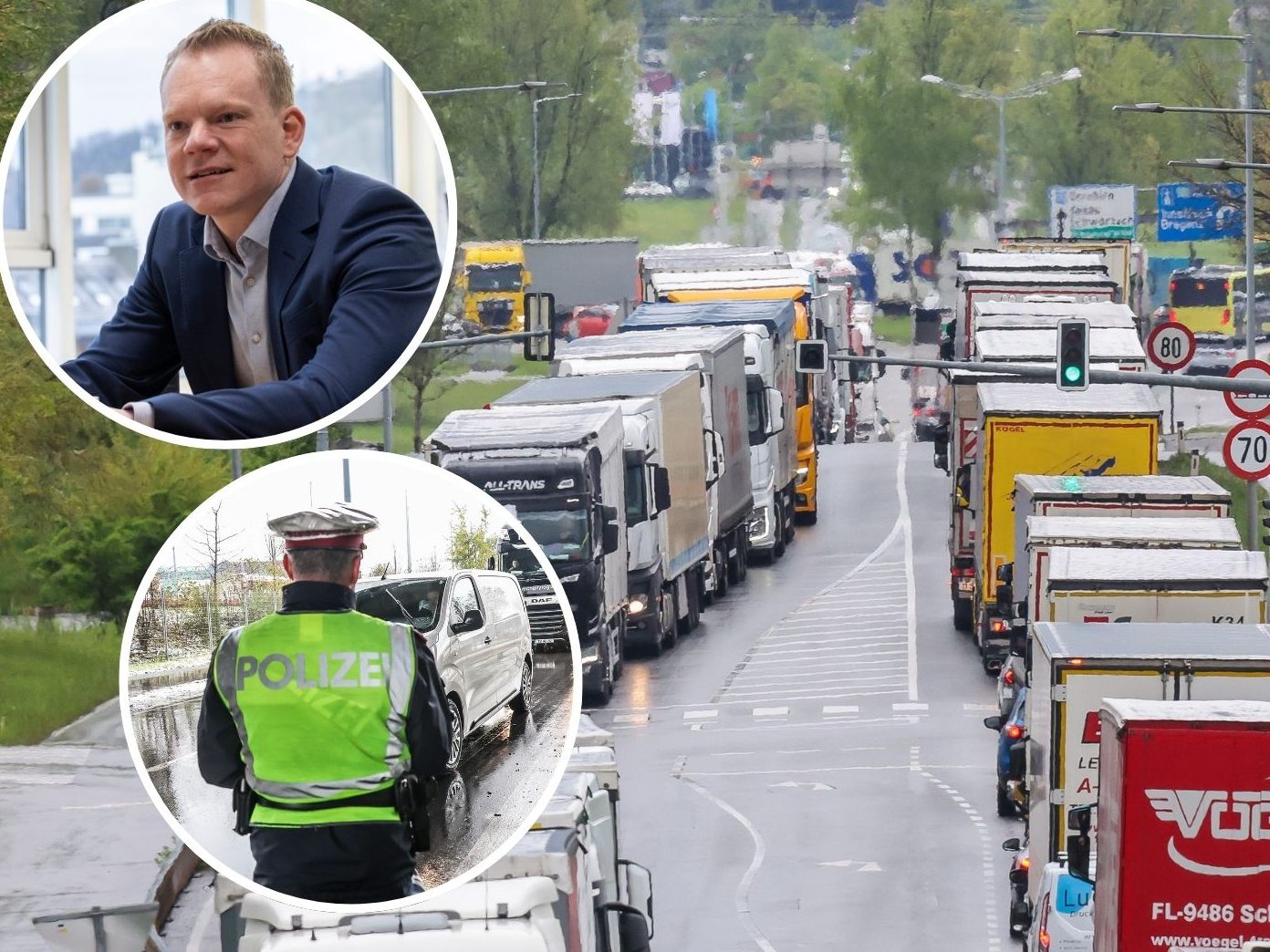 Die Lkw-Staus beim Güterbahnhof sind ein Dauerbrenner. Die Lkw-Staus beim Güterbahnhof sind ein Dauerbrenner.