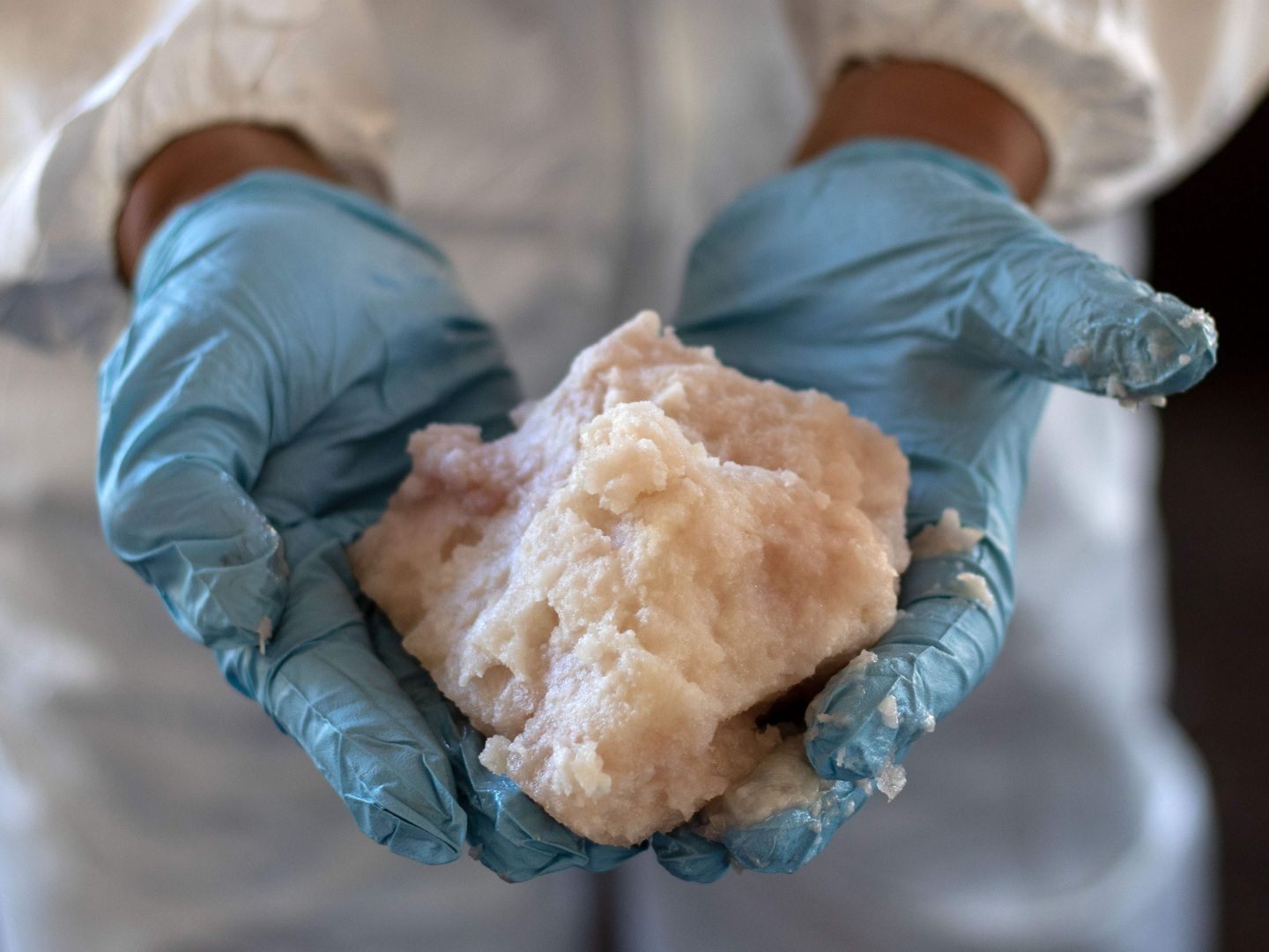Ein Armee-Experte zeigt Meth-Paste in einem illegalen Labor nahe Tecate. Ein Armee-Experte zeigt Meth-Paste in einem illegalen Labor nahe Tecate.