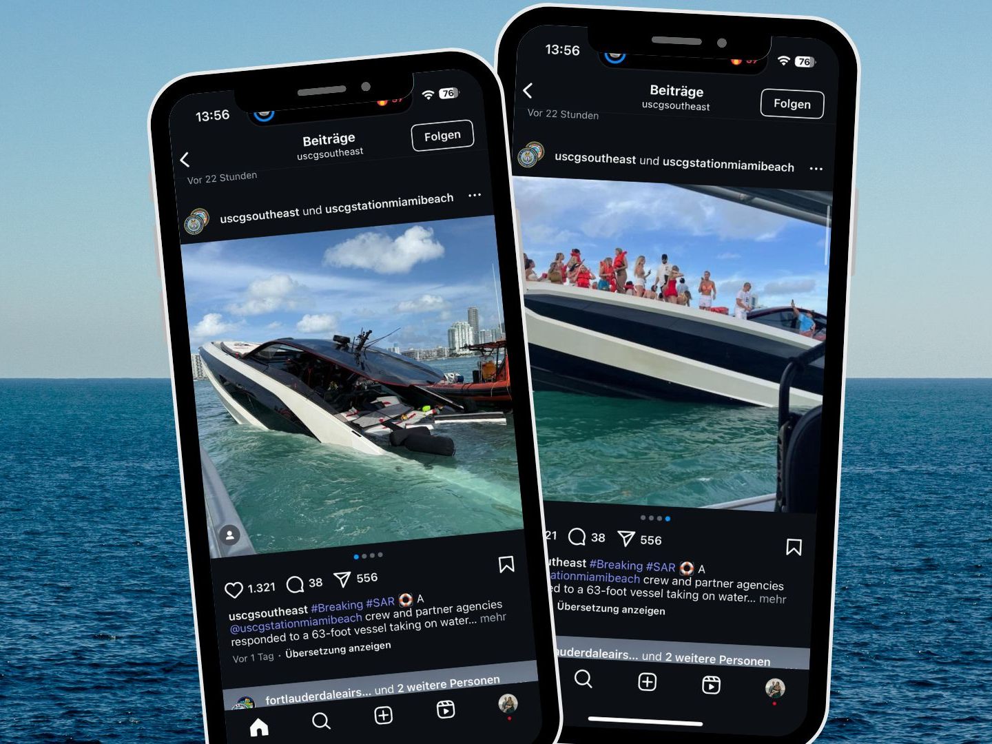Vor Miami Beach ist eine seltene Luxus-Yacht mit 32 Influencern an Bord gesunken.