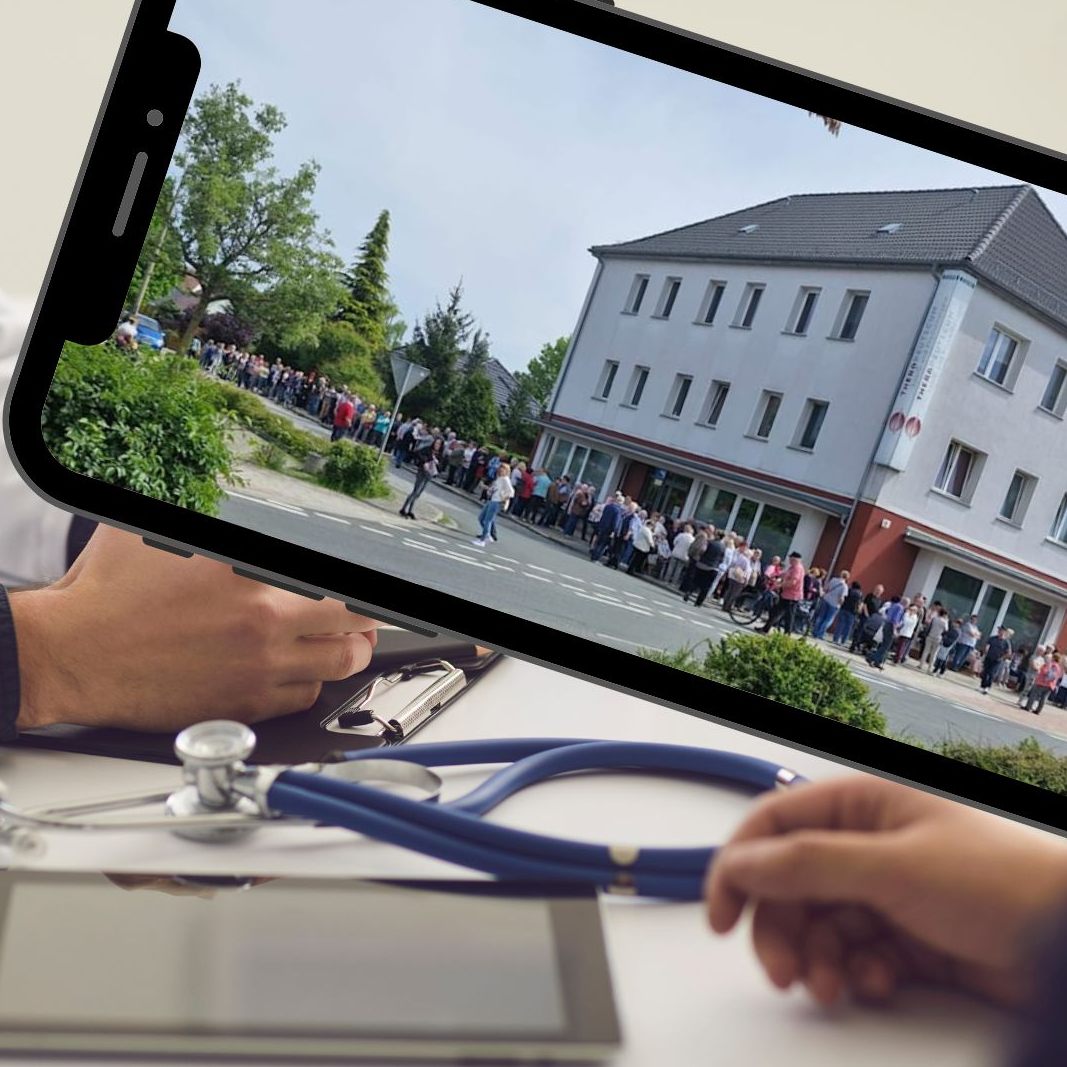 Im deutschen Bitterfeld-Wolfen (Sachsen-Anhalt) eröffnet eine Augenarztpraxis mit großem Andrang.