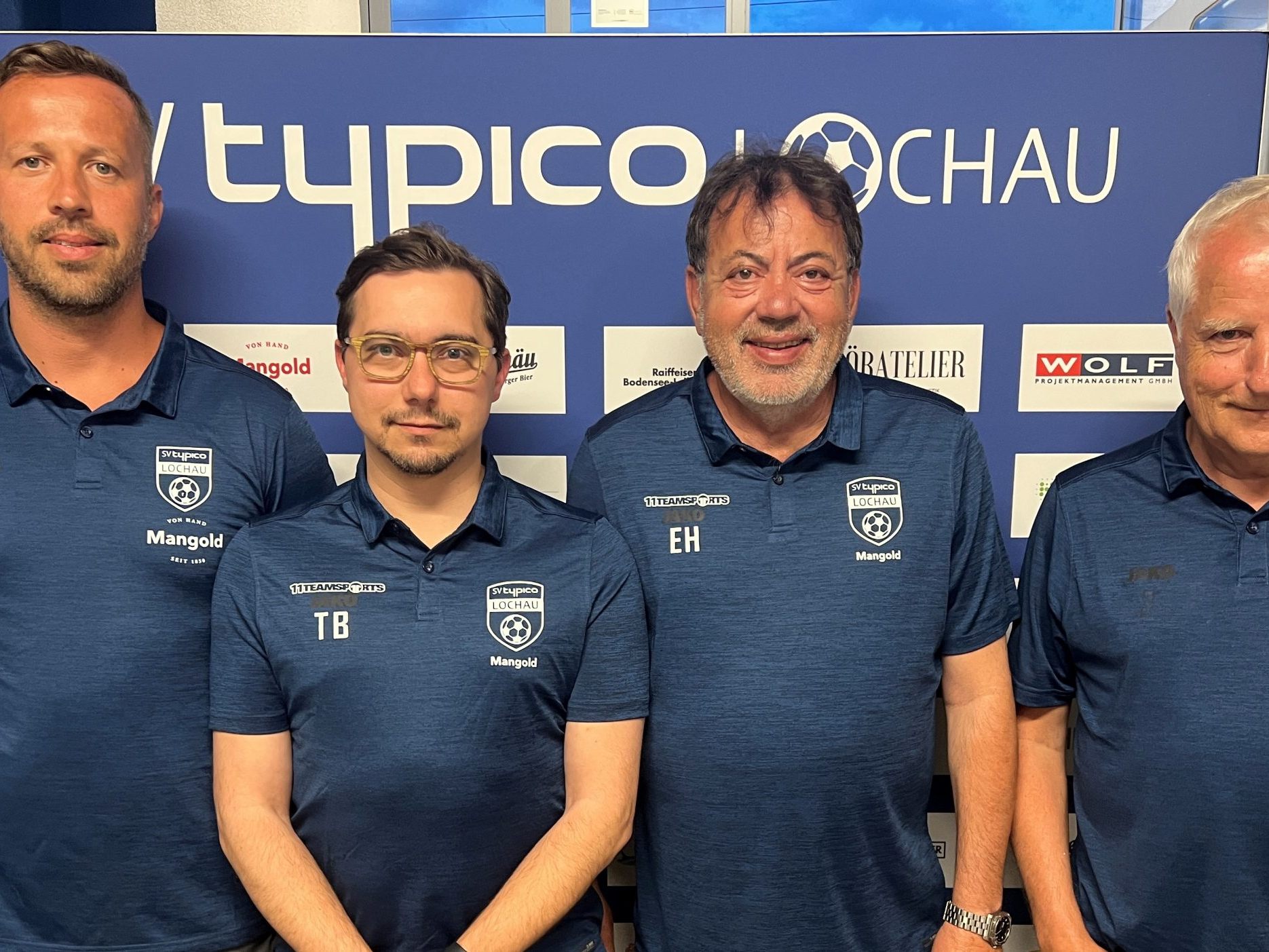 Erfolgreiche Bilanz auf der Jahreshauptversammlung des SV typico Lochau: Frank Horlacher (Schriftführer), Thomas Baldreich (Kassier), Egon Haag (Obmann) und Reinhard Wolf (Vize-Obmann) bilden den neuen Vorstand.