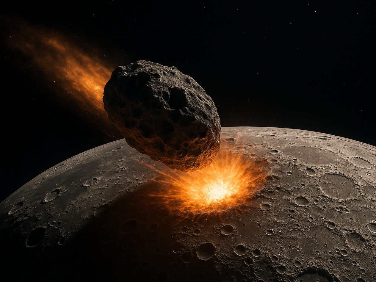 Bedrohung aus dem All: Trifft Asteroid den Mond? (Symbolbild mit KI generiert) Bedrohung aus dem All: Trifft Asteroid den Mond? (Symbolbild mit KI generiert)