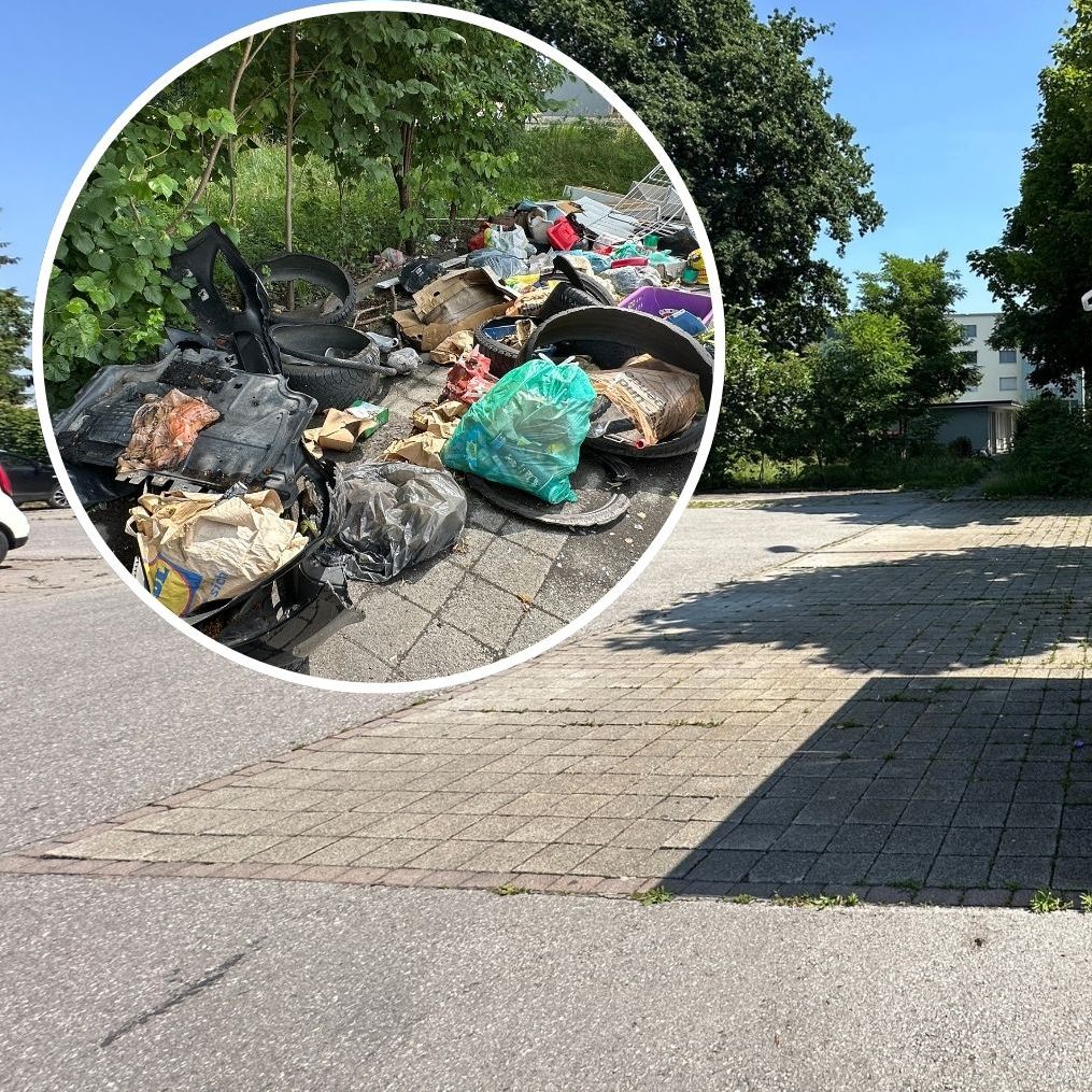 Müll neben Containern am Montag. Wie es jetzt beim Parkplatz aussieht.