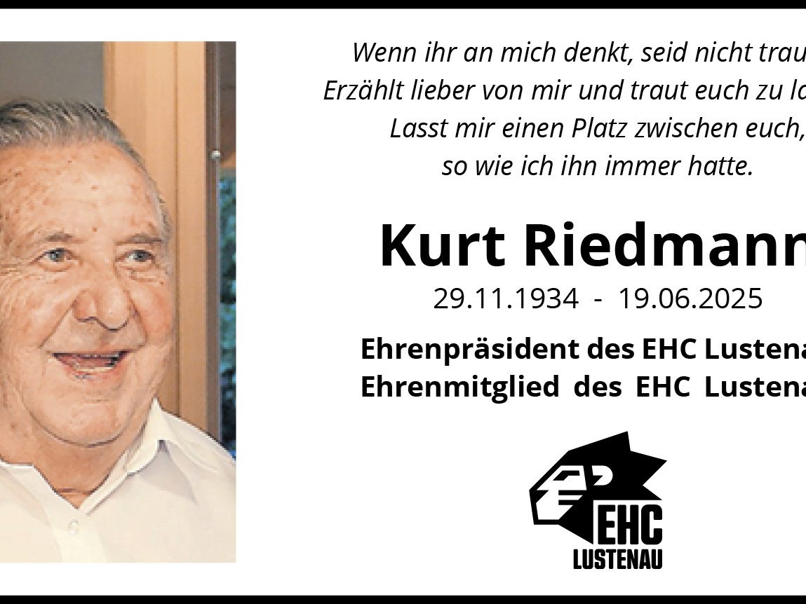 Ehrenpräsident des EHC Lustenau Kurt Riedmann Ehrenpräsident des EHC Lustenau Kurt Riedmann