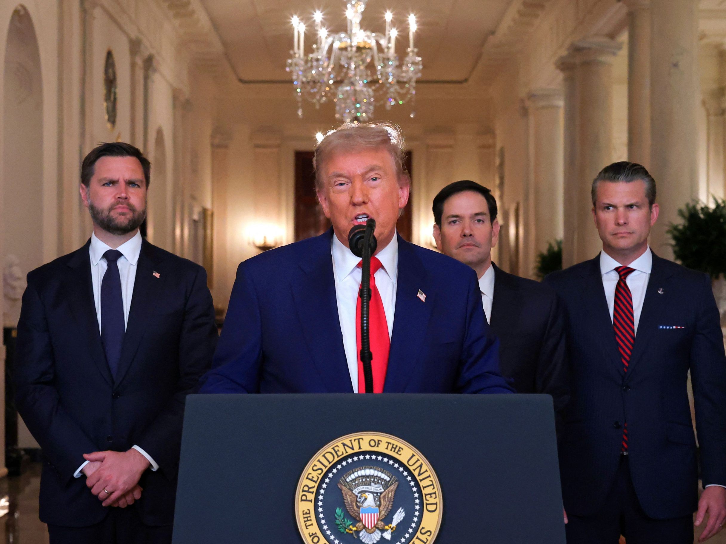 Trump spricht von "monumentalen" Schäden durch die Angriffe auf den Iran. Trump spricht von "monumentalen" Schäden durch die Angriffe auf den Iran.