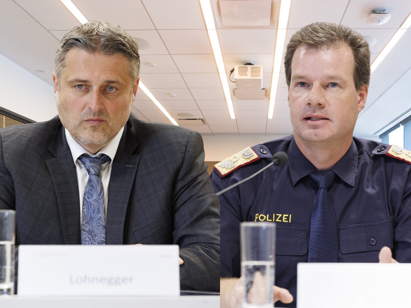 Brigadier Michael Lohnegger (LKA Steiermark-Leiter - Links) und der Steirische Landespolizeidirektor Gerald Ortner (R)