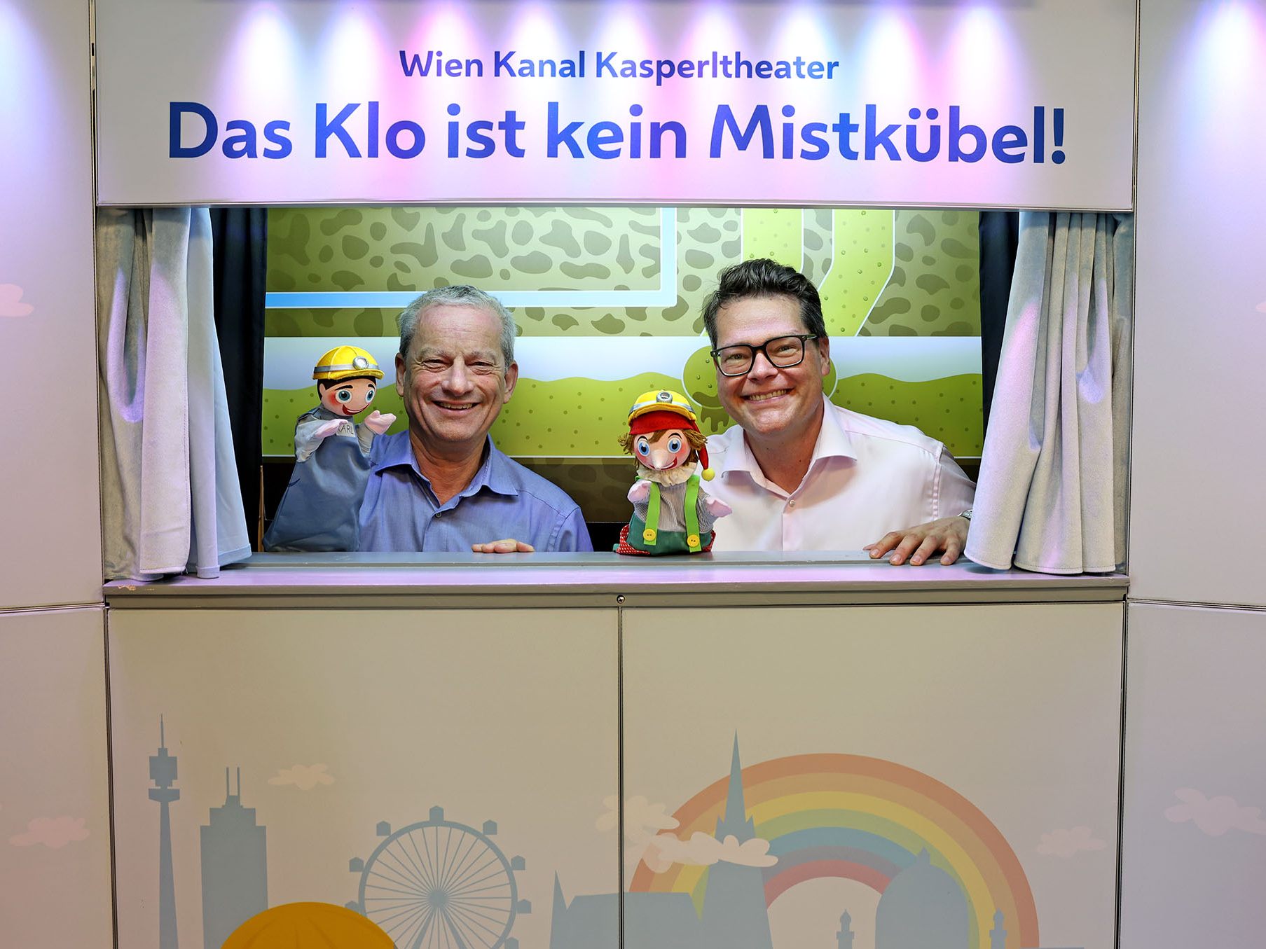Eine Vorstellung des "Kanalkasperl" mit Wien Kanal Direktor Andreas Ilmer und Klimastadtrat Jürgen Czernohorszky.