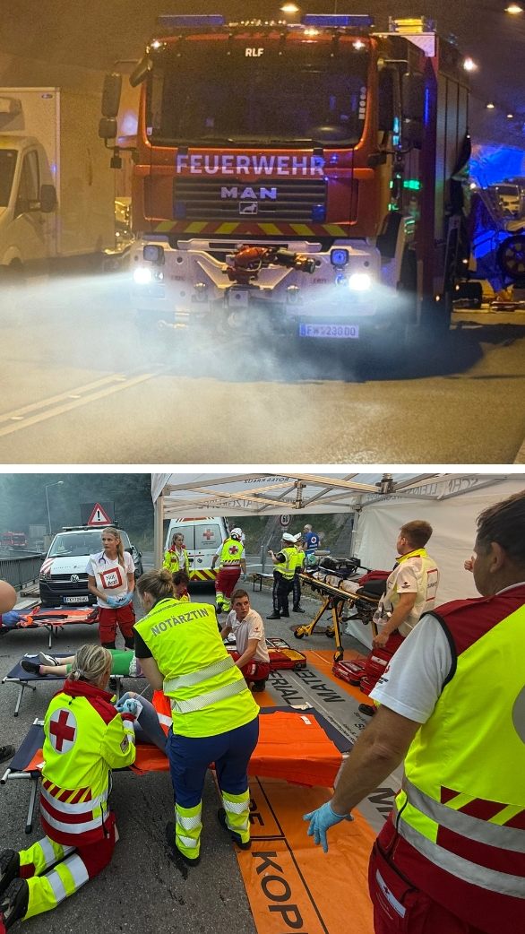 Großübung am Mittwochabend im Achraintunnel.